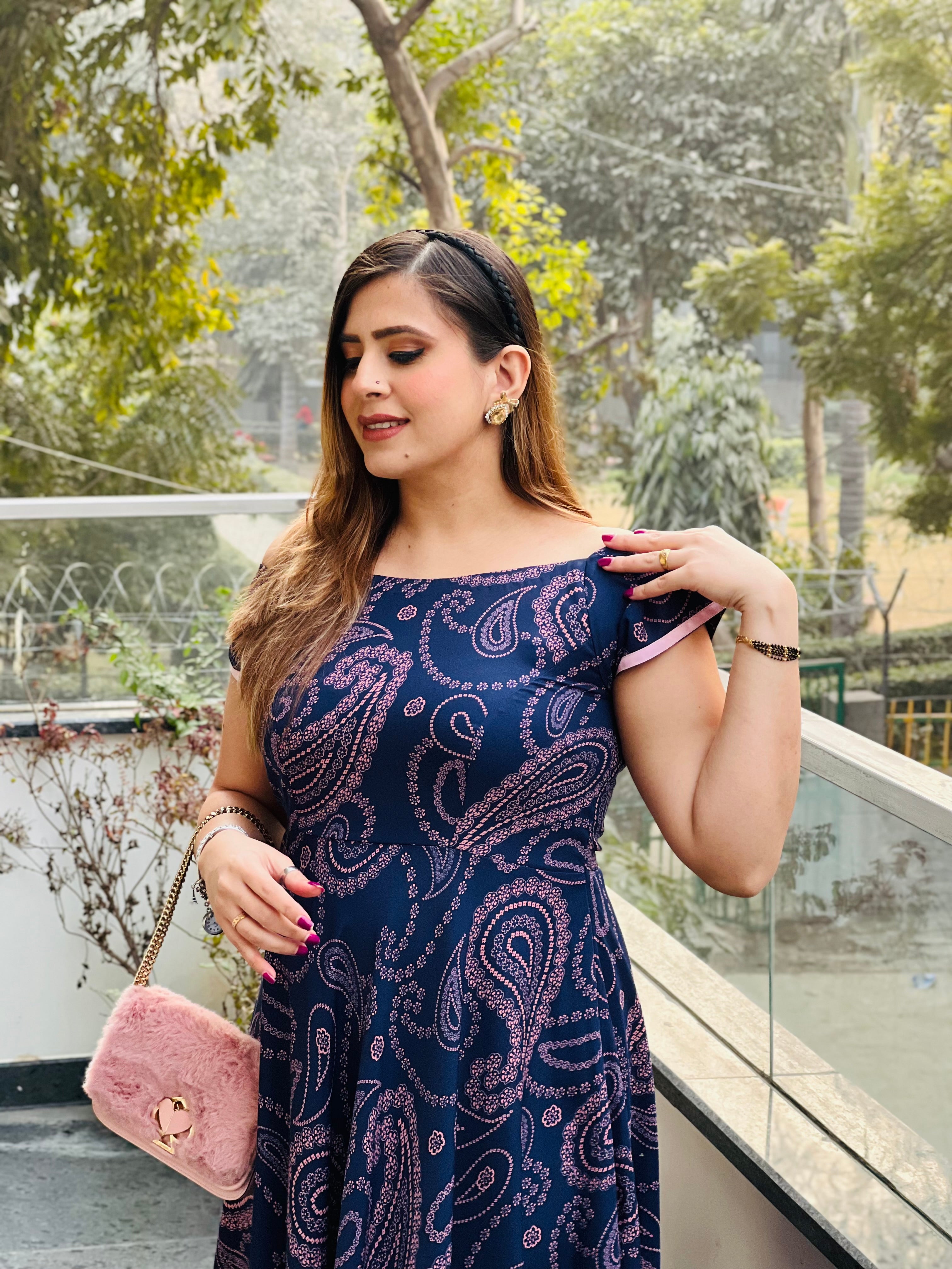 Navy Blue Paisley Maxi