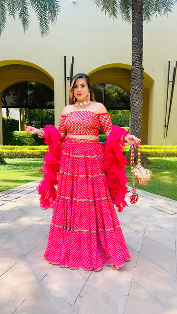 Hot Pink Leheriya Lehenga