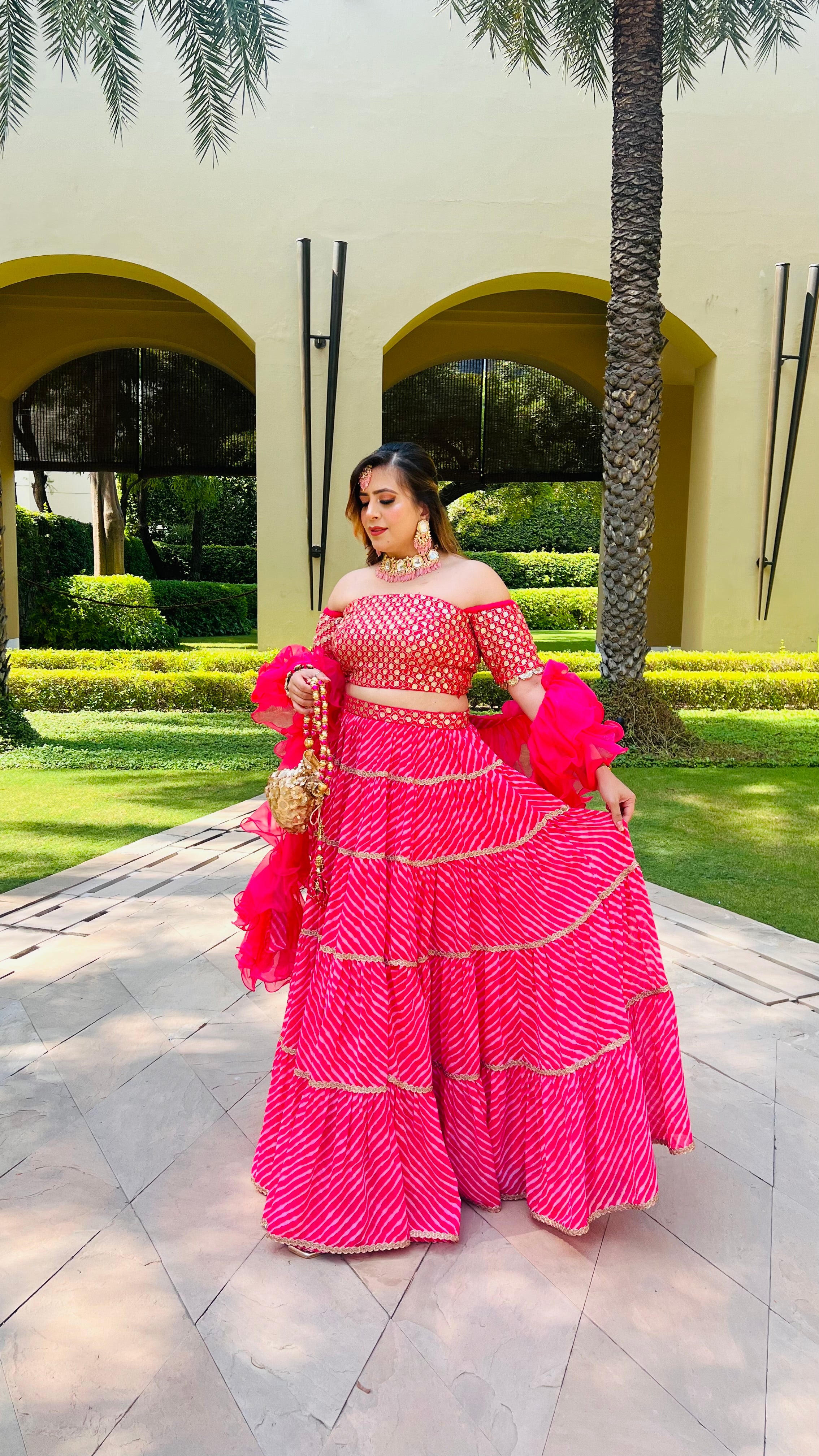 Hot Pink Leheriya Lehenga