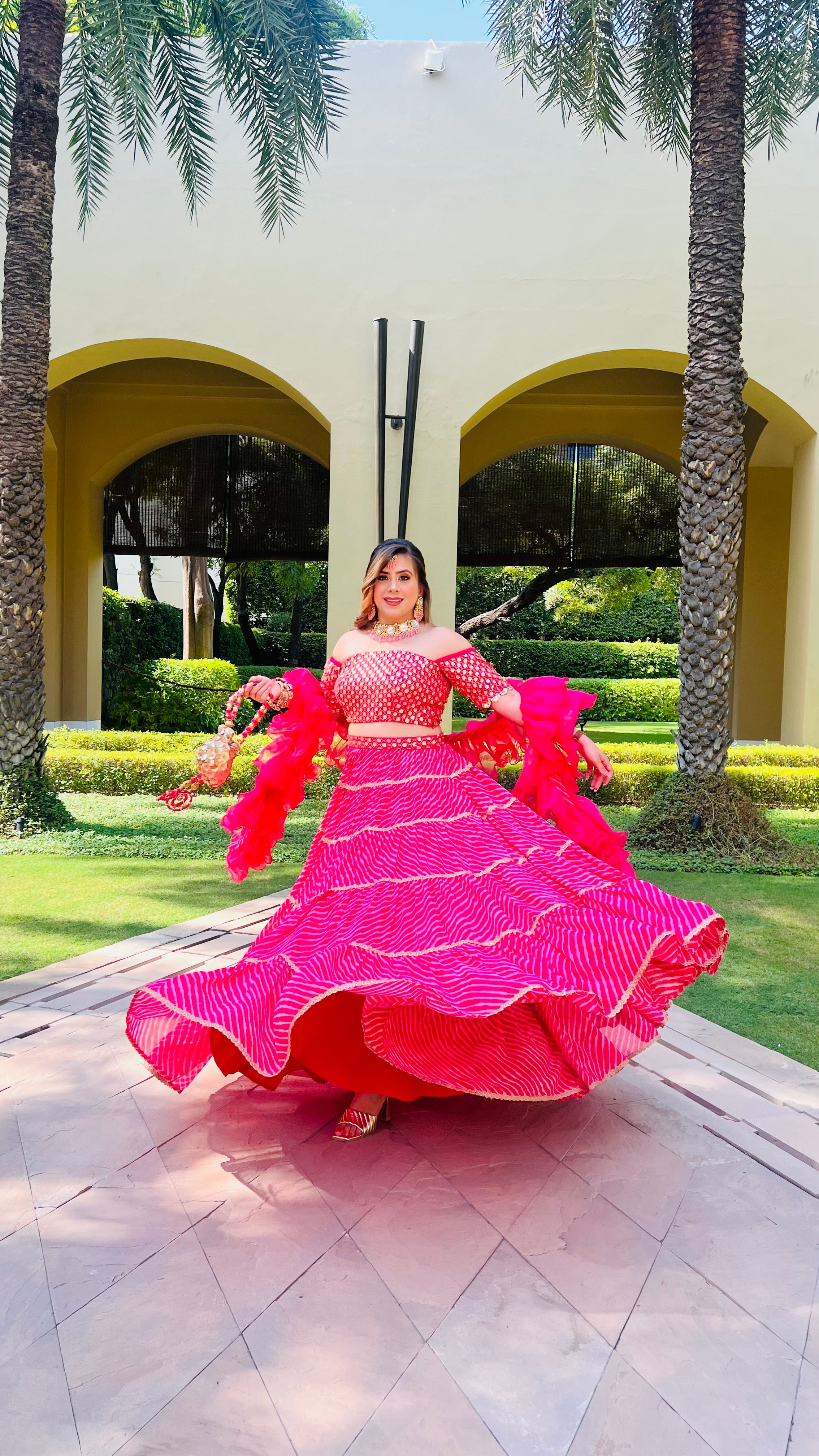 Hot Pink Leheriya Lehenga