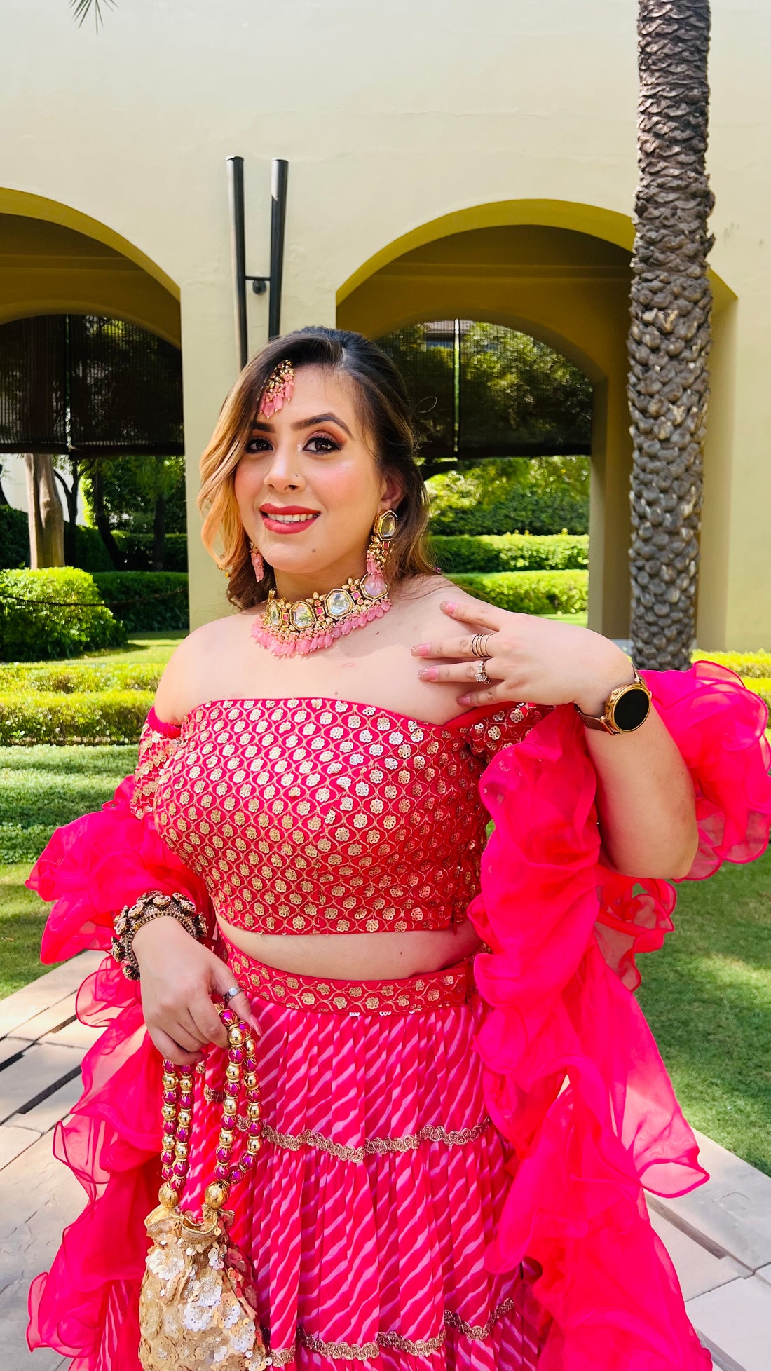 Hot Pink Leheriya Lehenga