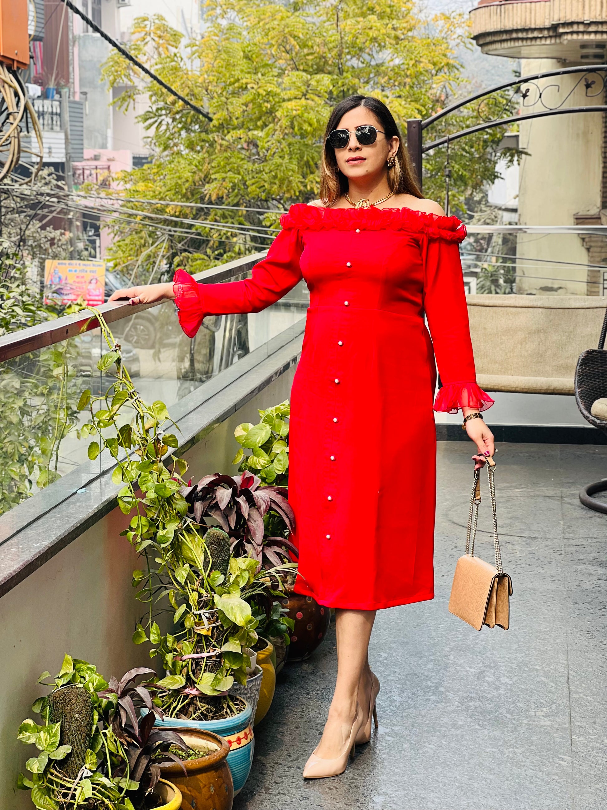 valentine midi dress Hot Pink Jeweled Valentines Day Saying on Heart Knit Midi Dress XS / PRSP2615