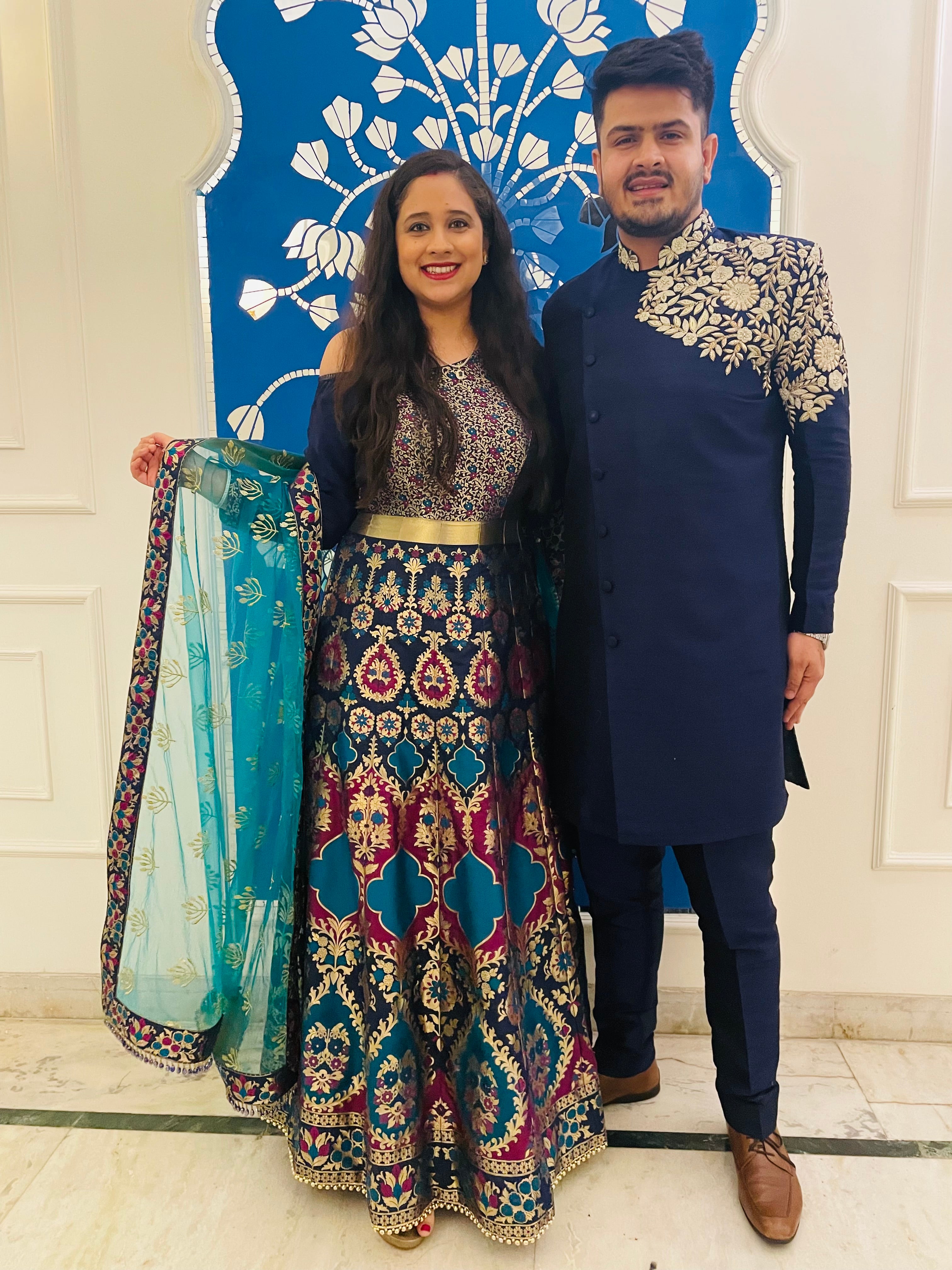 Blue Teal Banarasi Anarkali