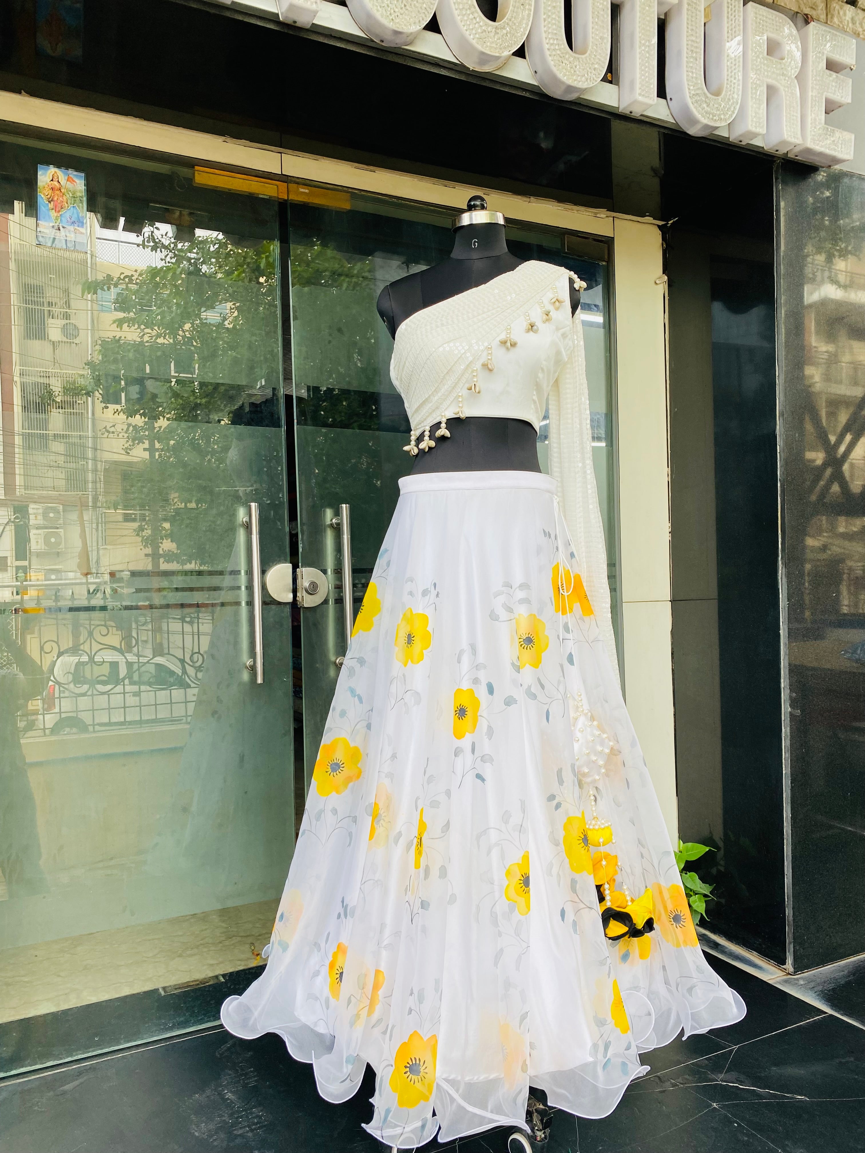 White Floral Lehenga