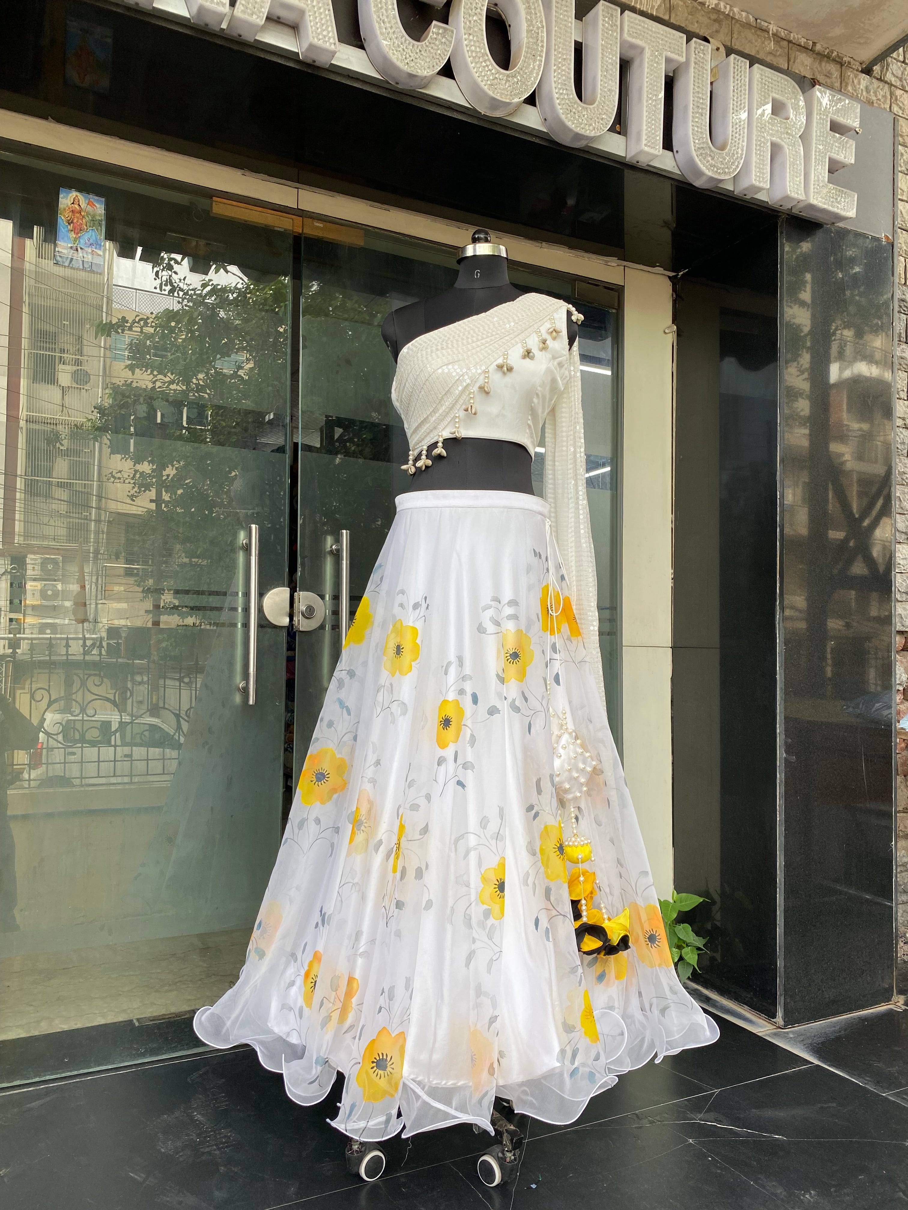 White Floral Lehenga