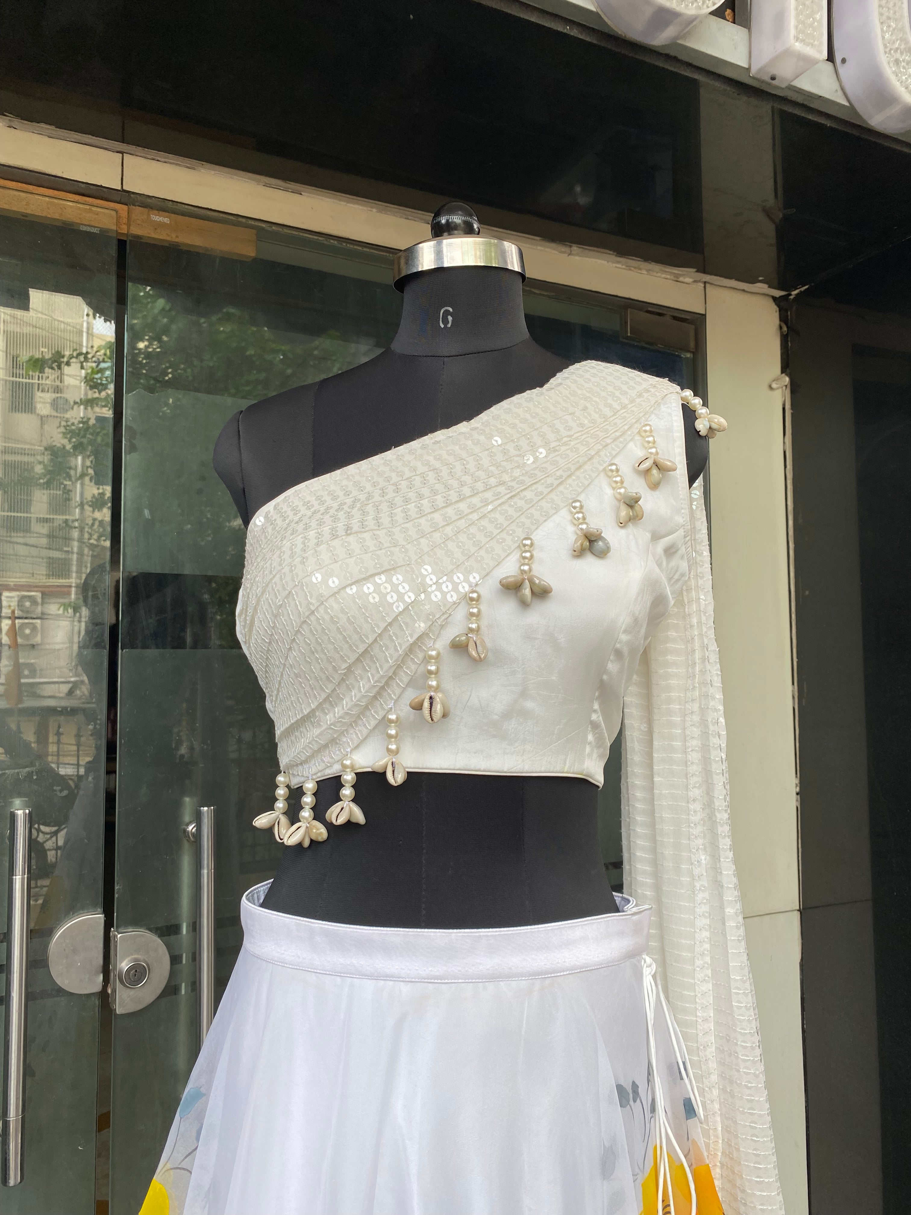 White Floral Lehenga