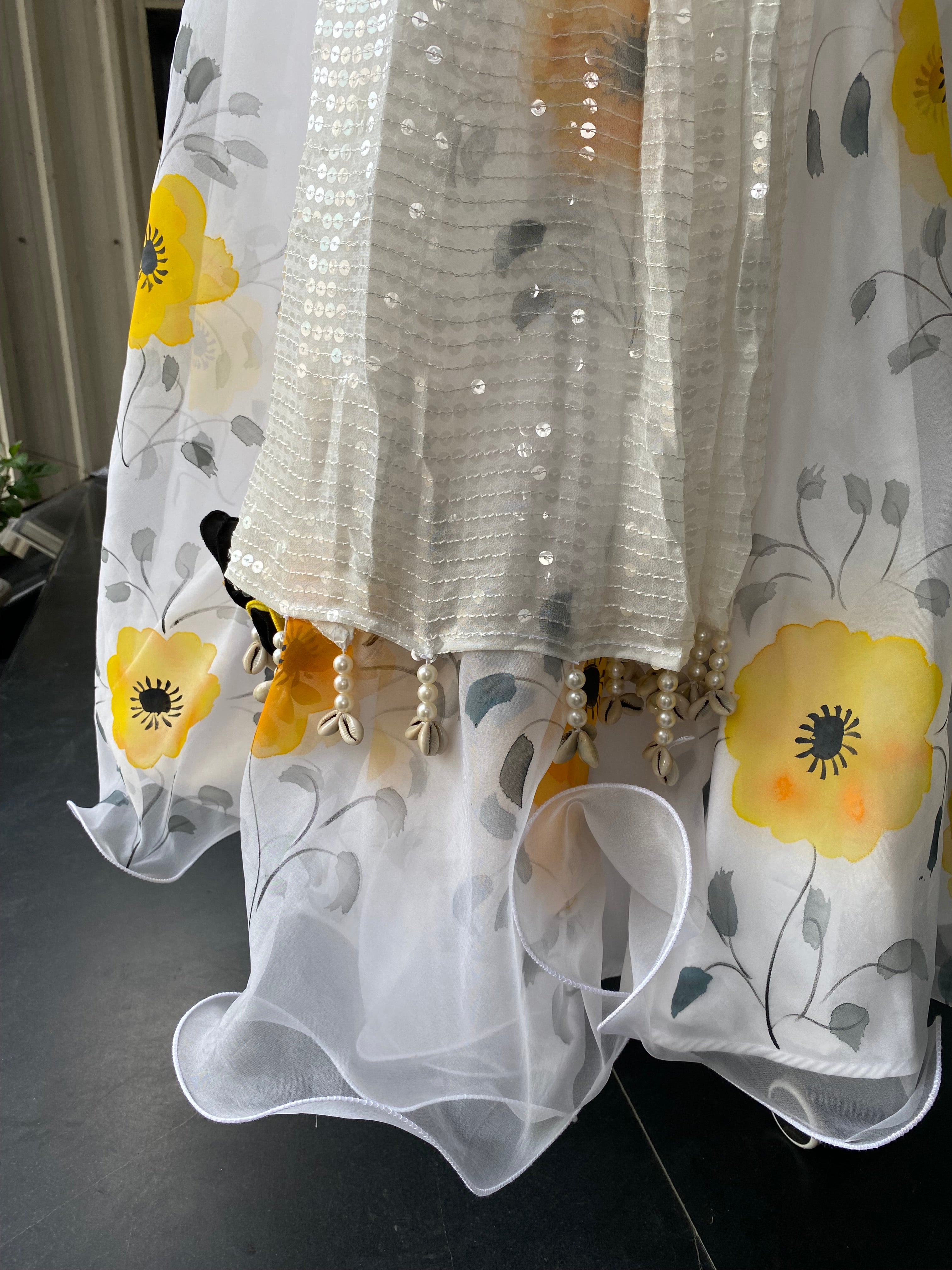 White Floral Lehenga