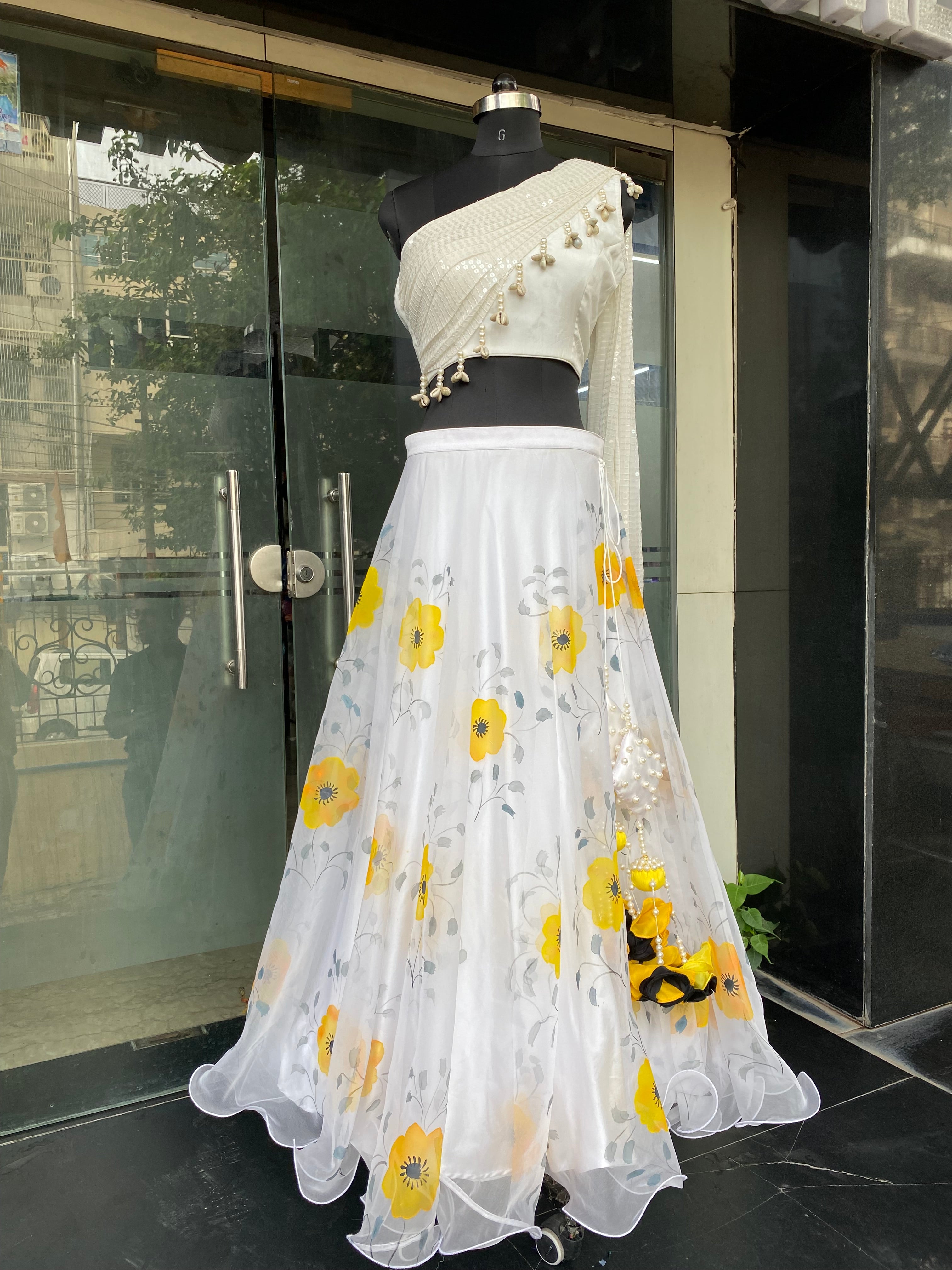 White Floral Lehenga