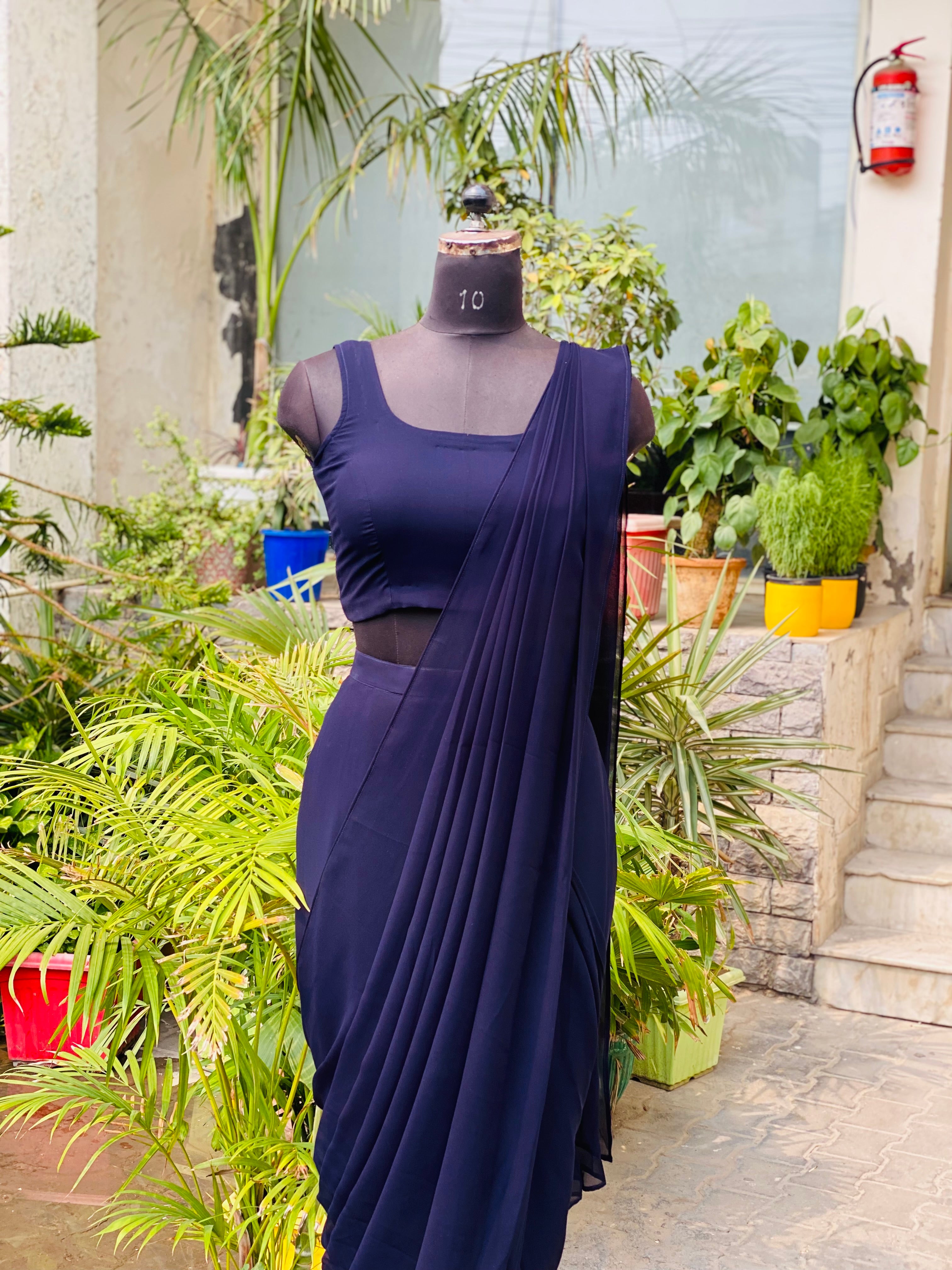 Navy Blue Shrug Saree