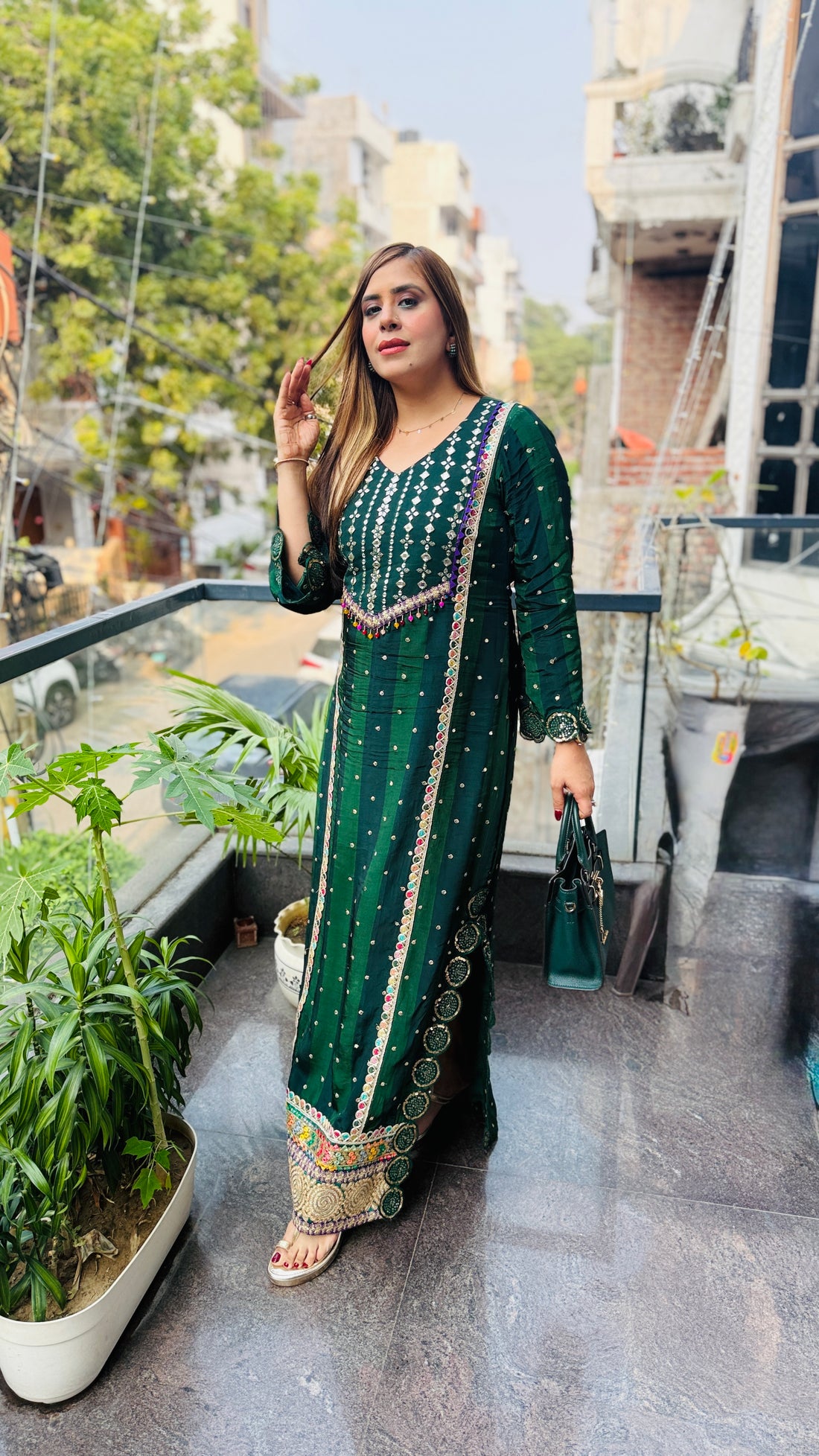 Green Stripes Kaftaan