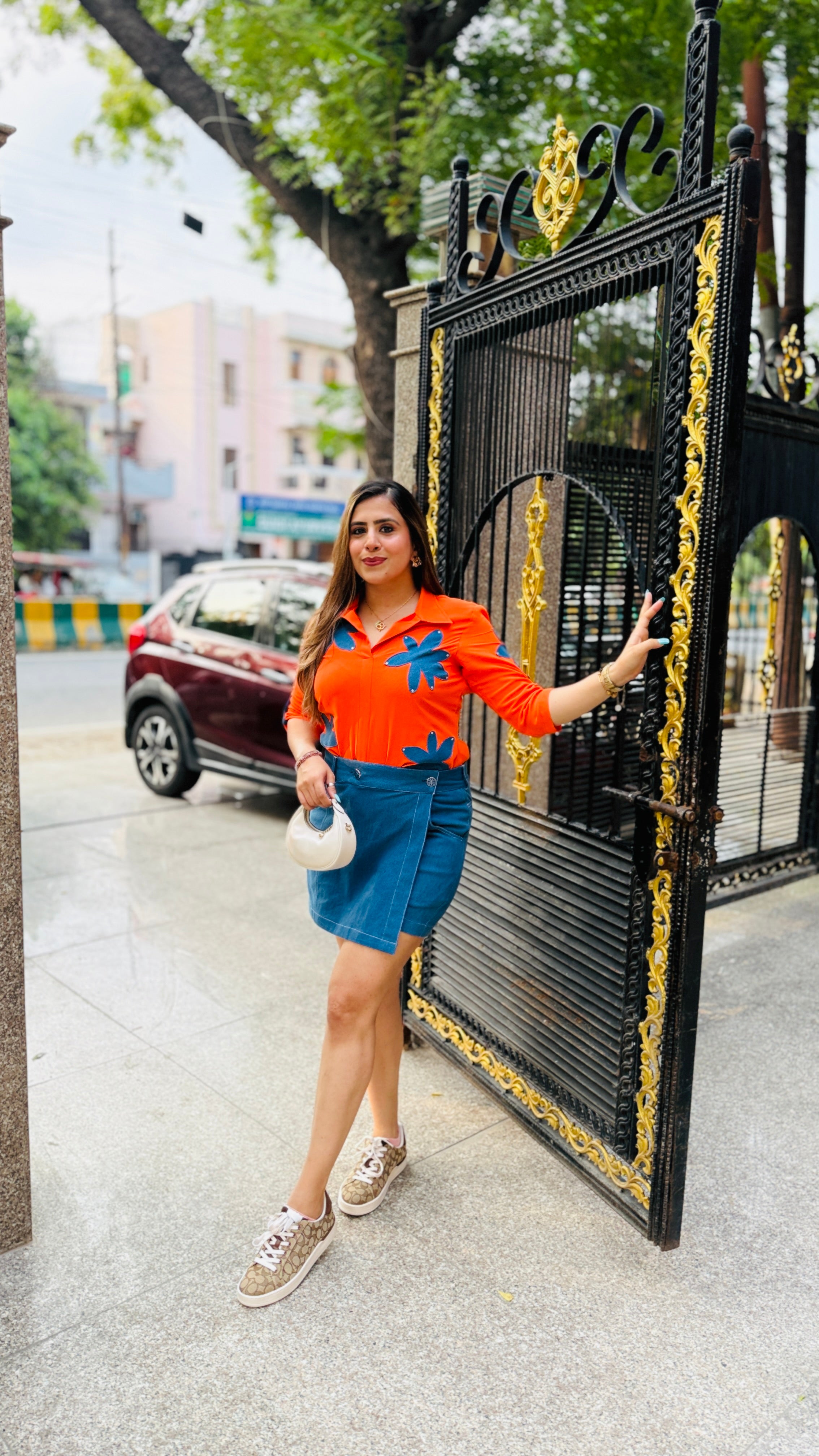 Orange Embroidered Shirt