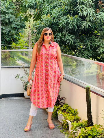 Pink Cotton Kurti