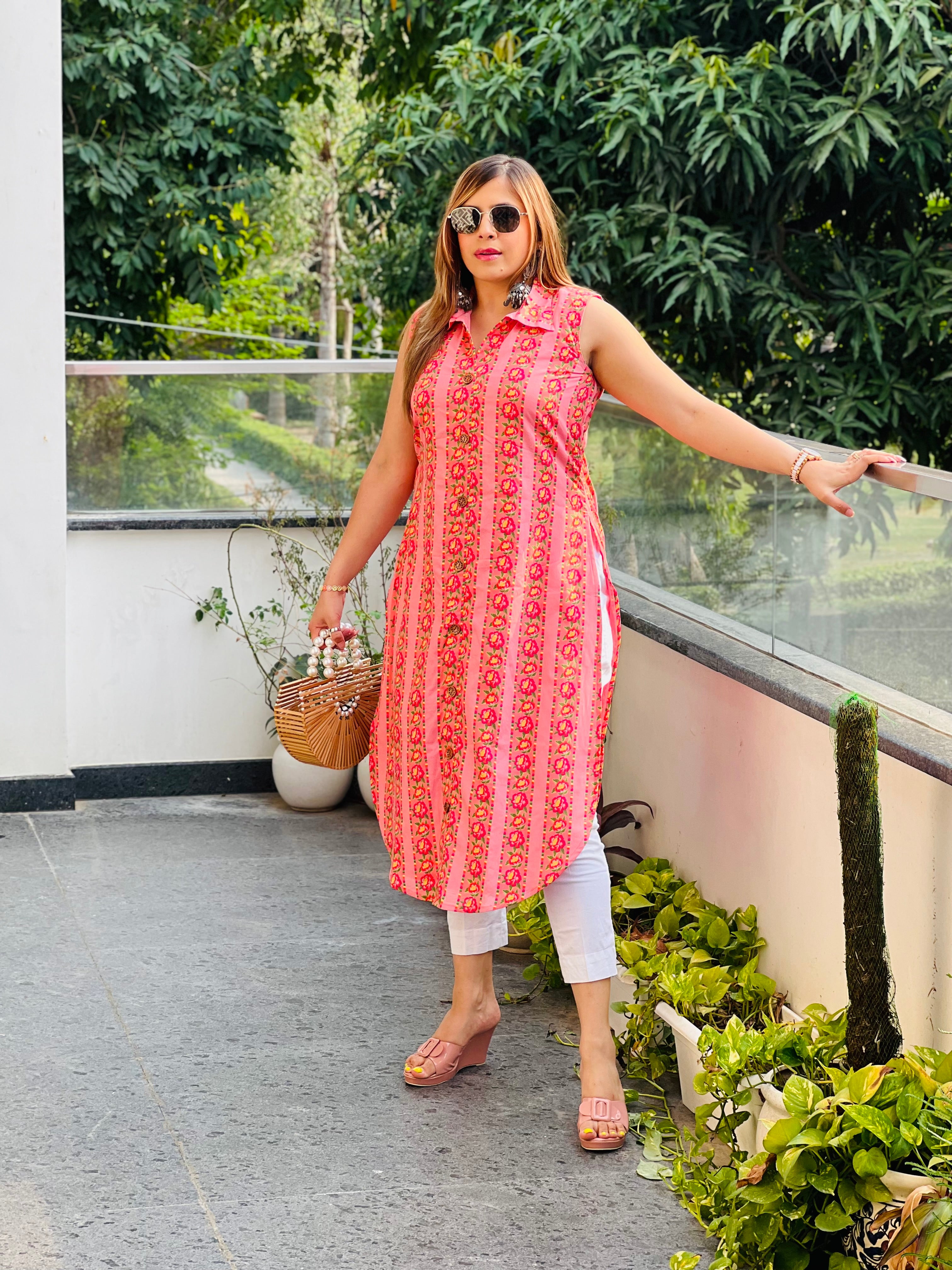 Pink Cotton Kurti