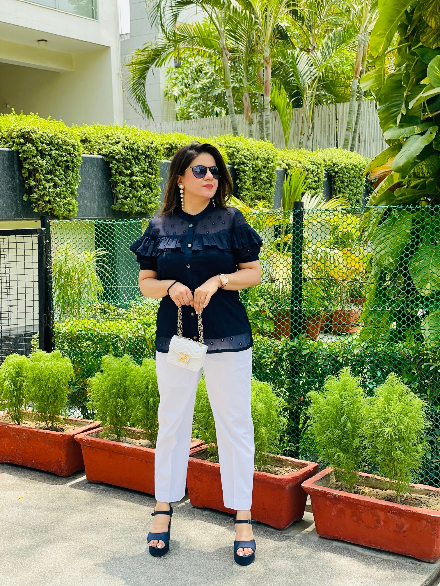 Midnight Blue Schiffli Top