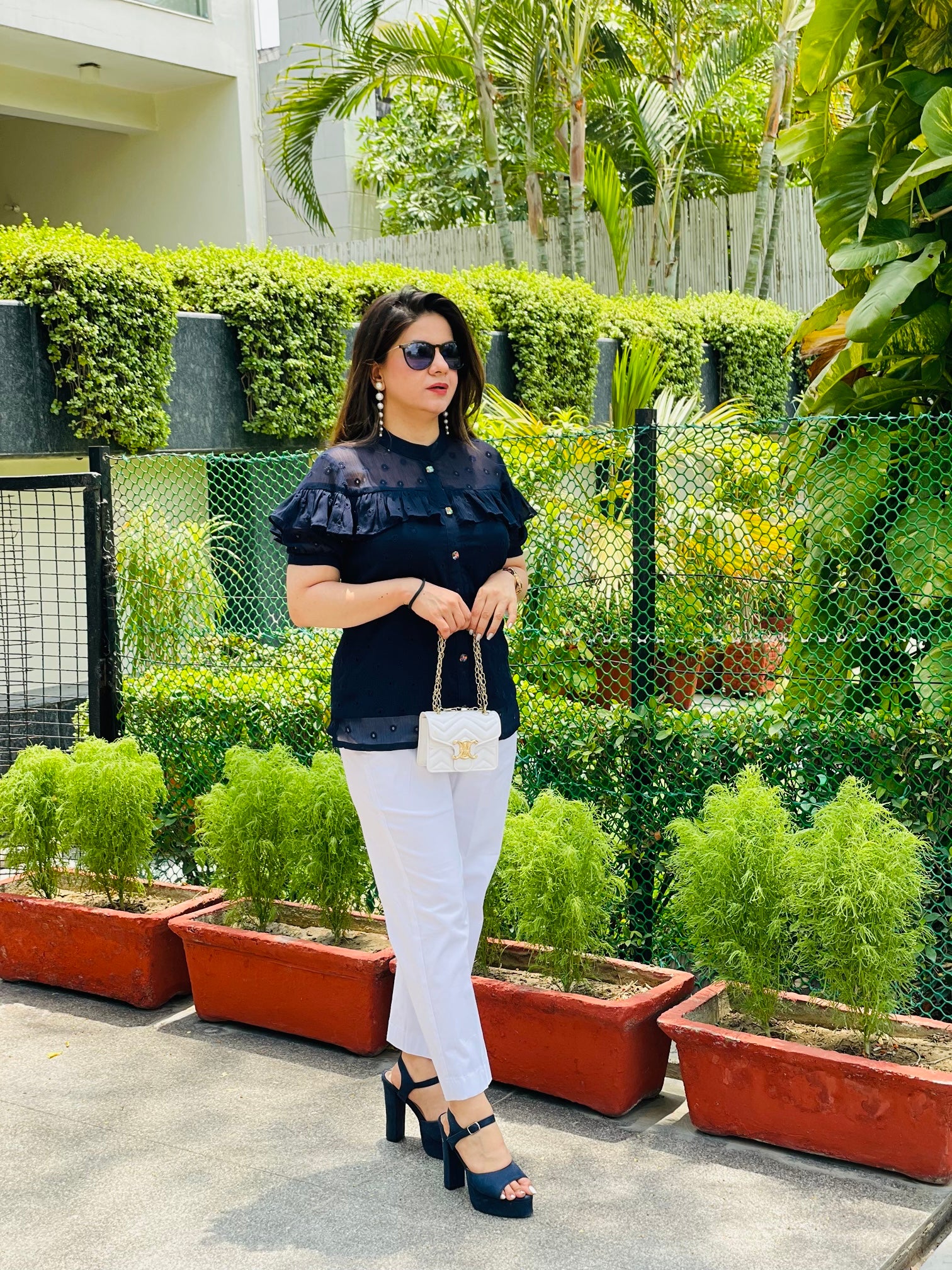 Midnight Blue Schiffli Top