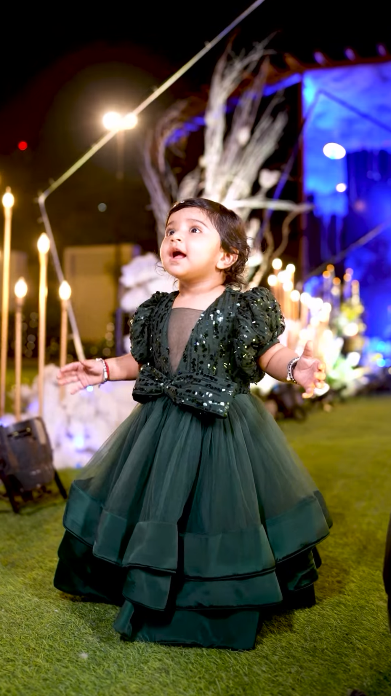 Bottle Green Baby Girl Gown