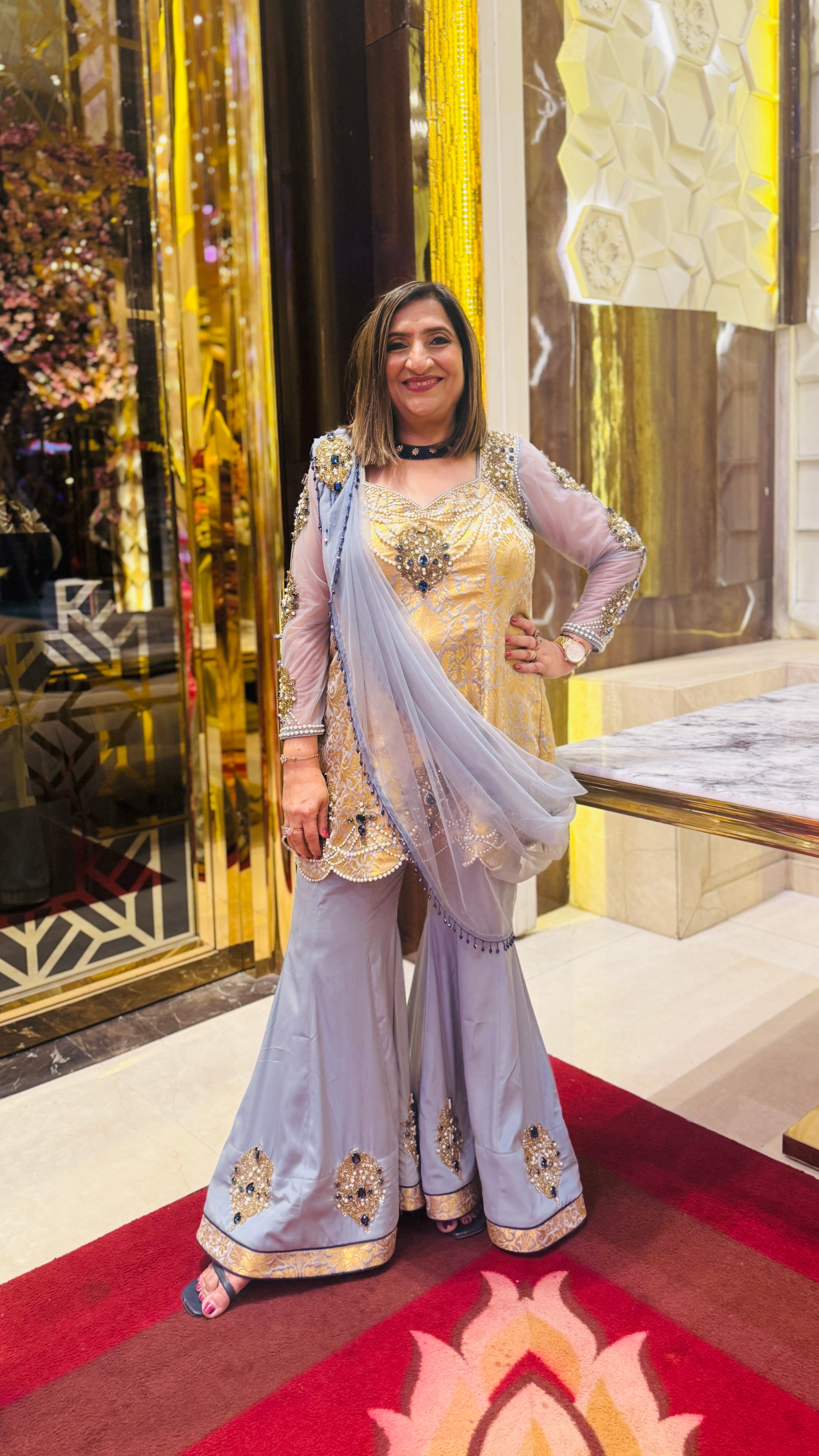 Grey Sapphire Banarasi Garara Suit