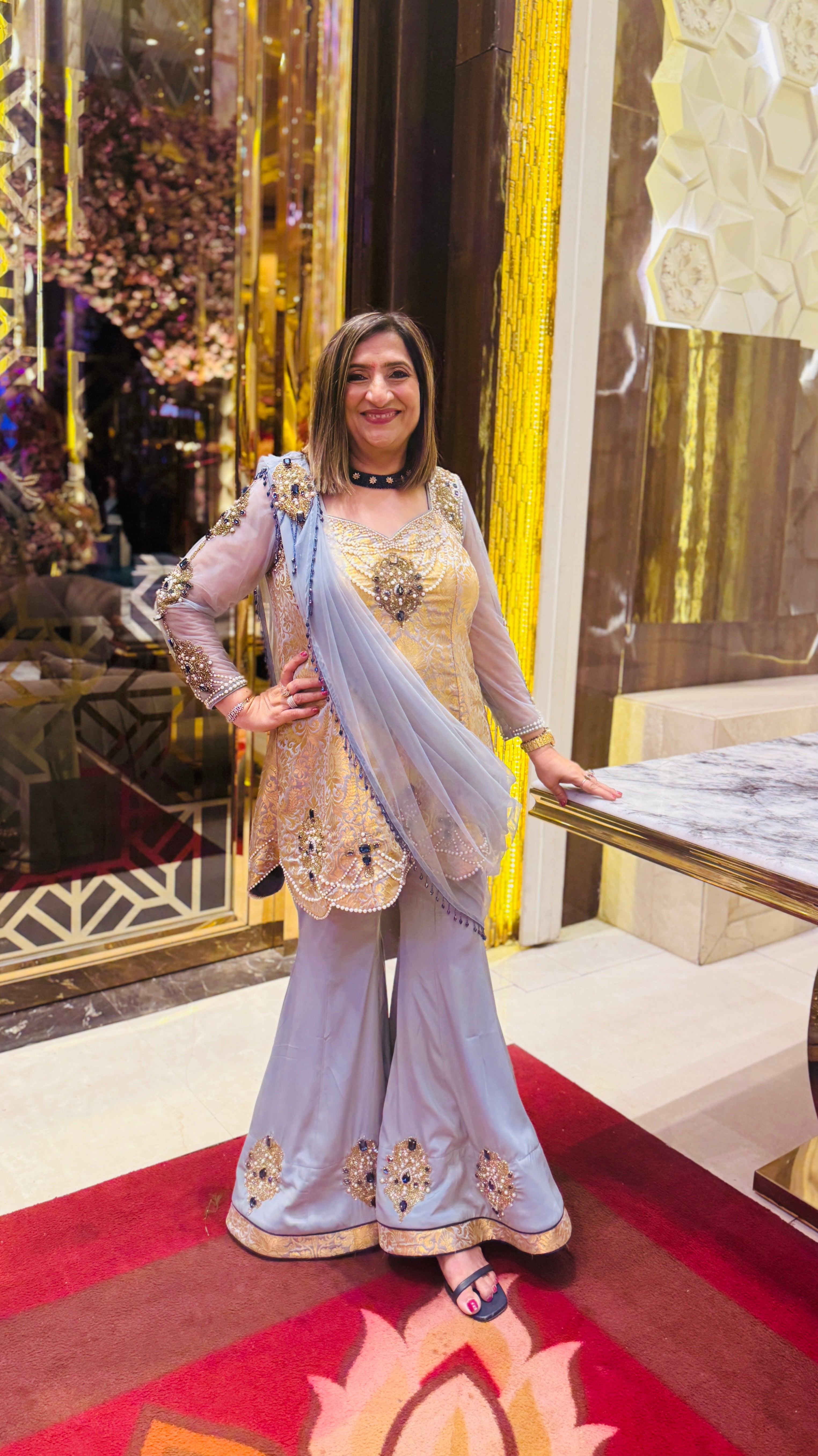 Grey Sapphire Banarasi Garara Suit