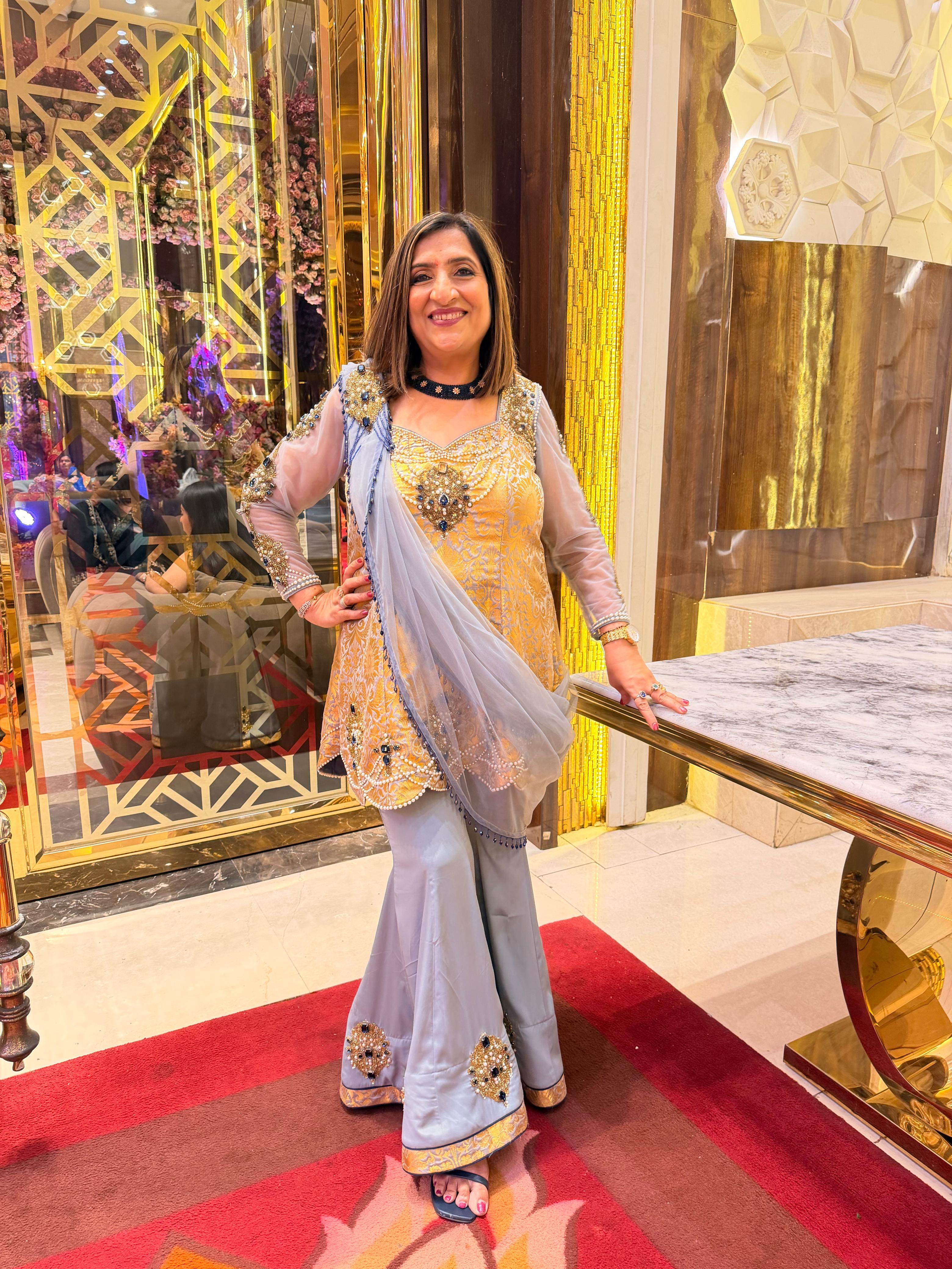 Grey Sapphire Banarasi Garara Suit