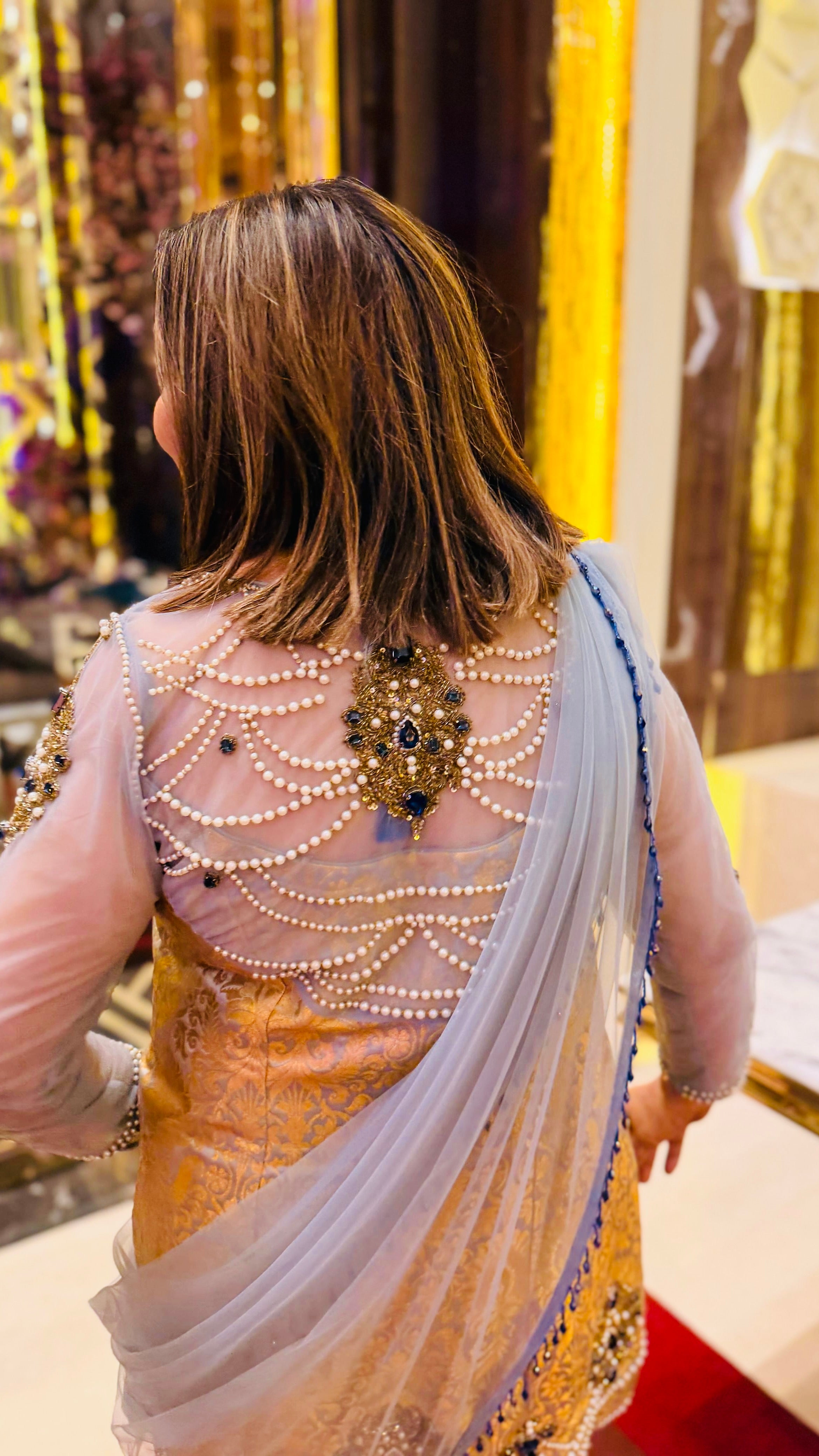 Grey Sapphire Banarasi Garara Suit