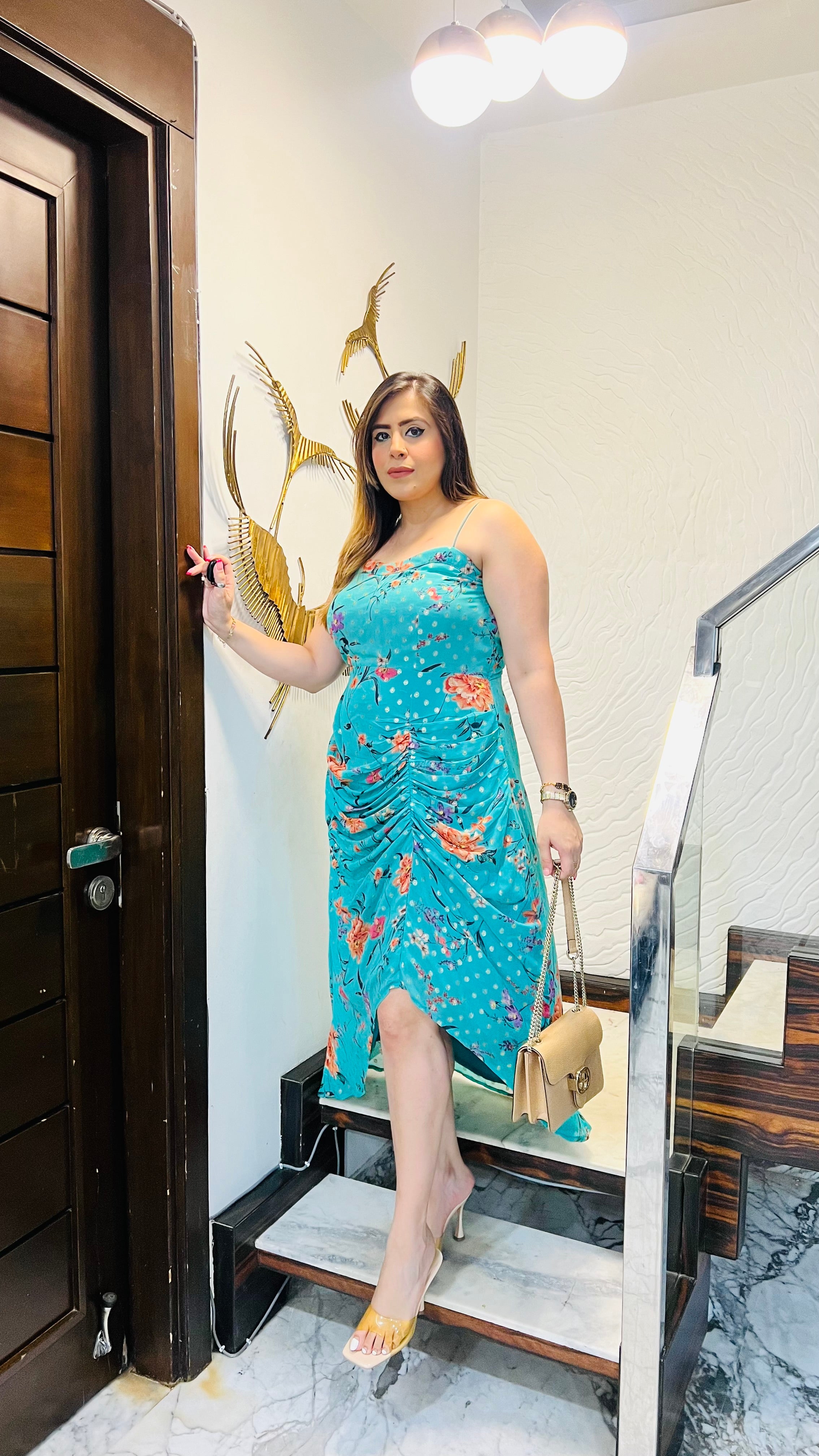 Teal Lurex Midi