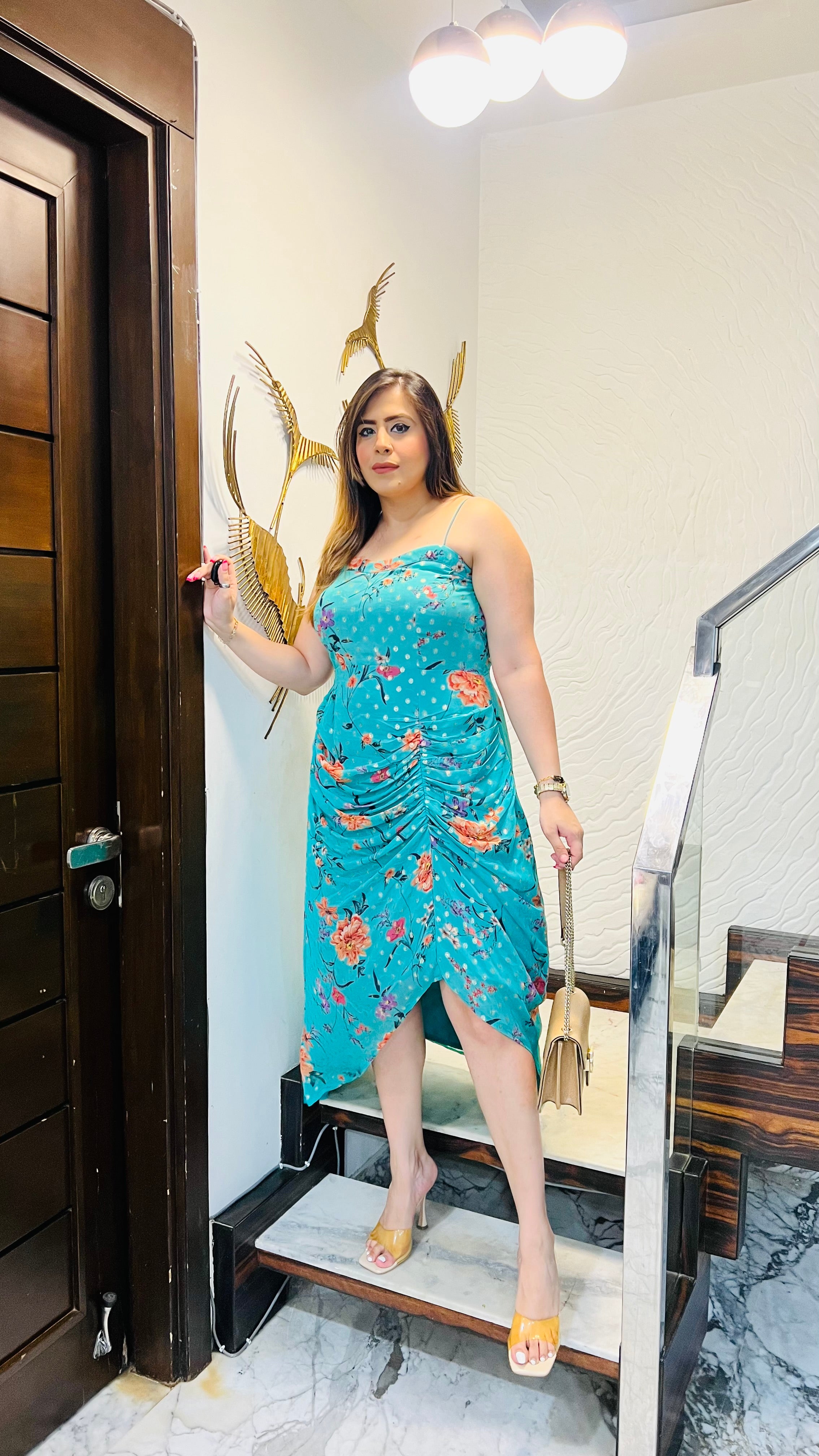 Teal Lurex Midi