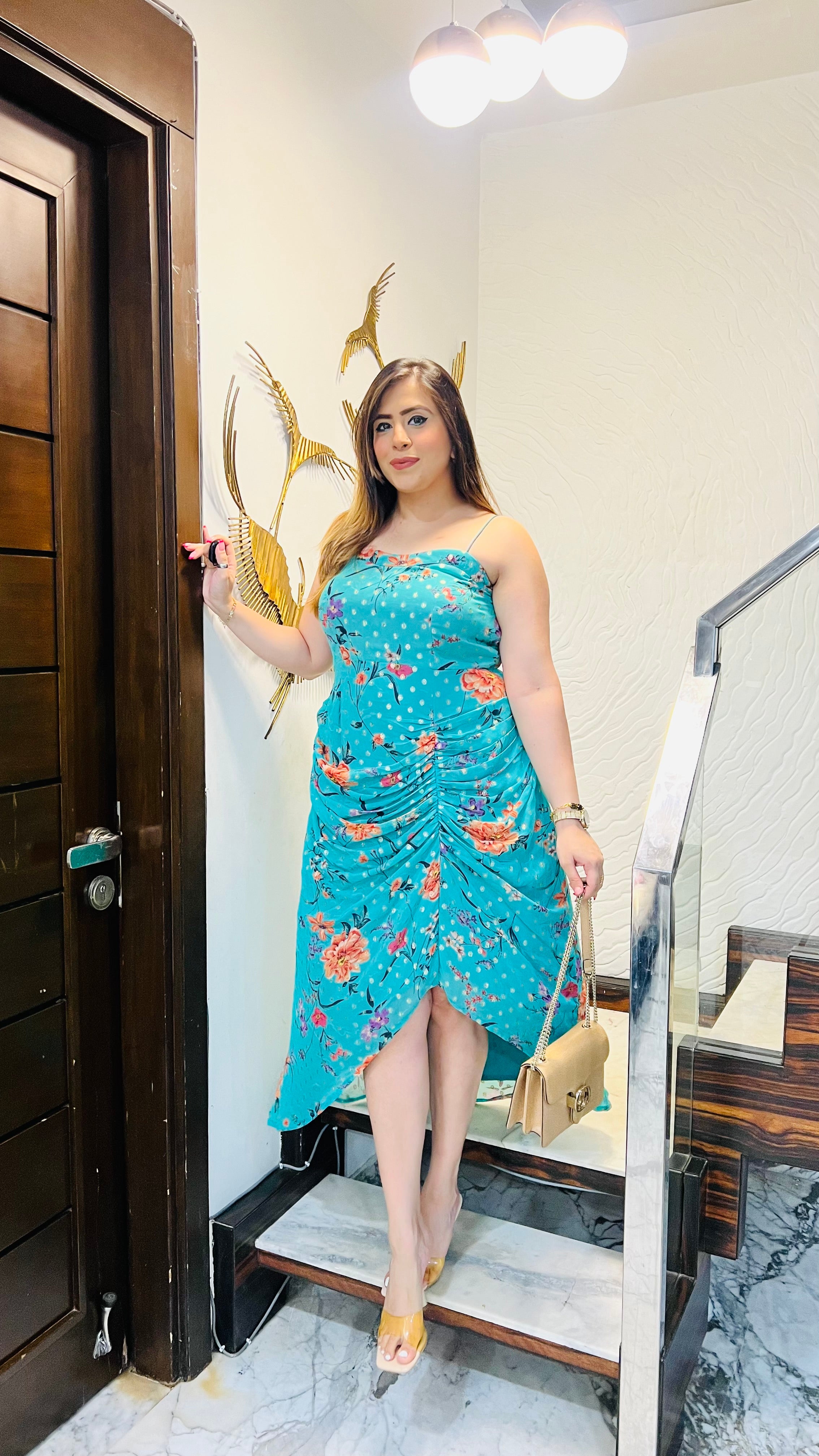 Teal Lurex Midi