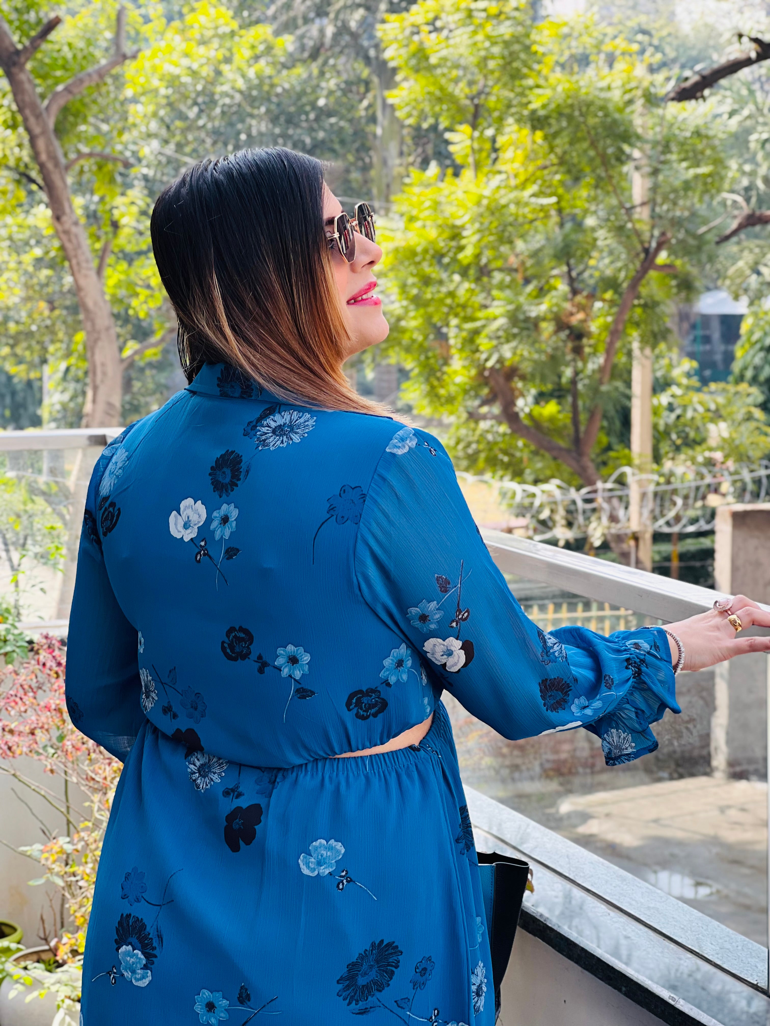 Cute Blue Cut Maxi Dress