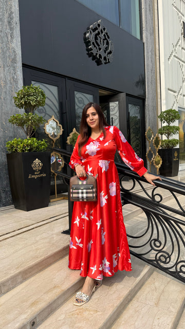 Vermilion Satin Maxi