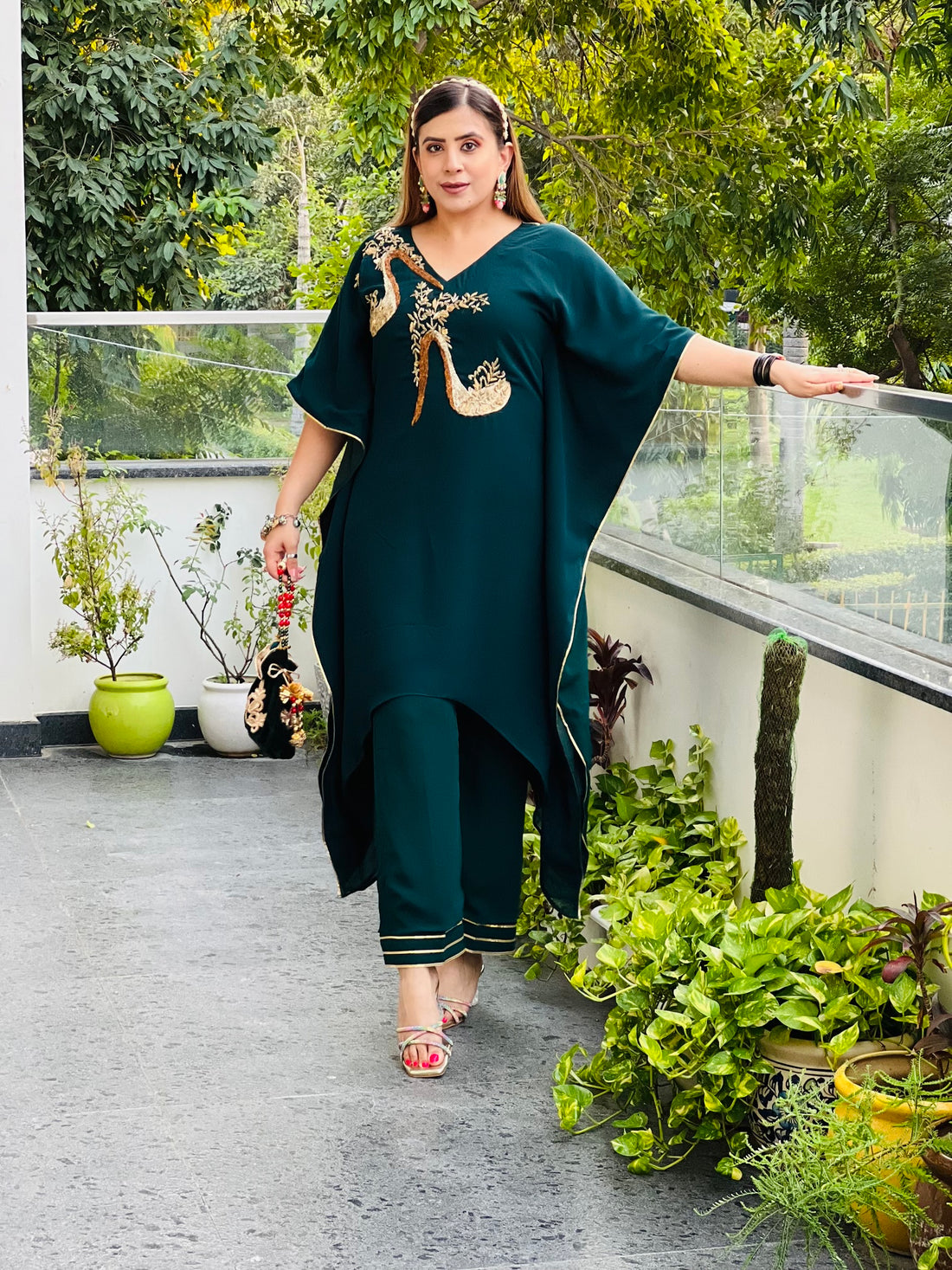 Peacock Heels Kaftan Suit