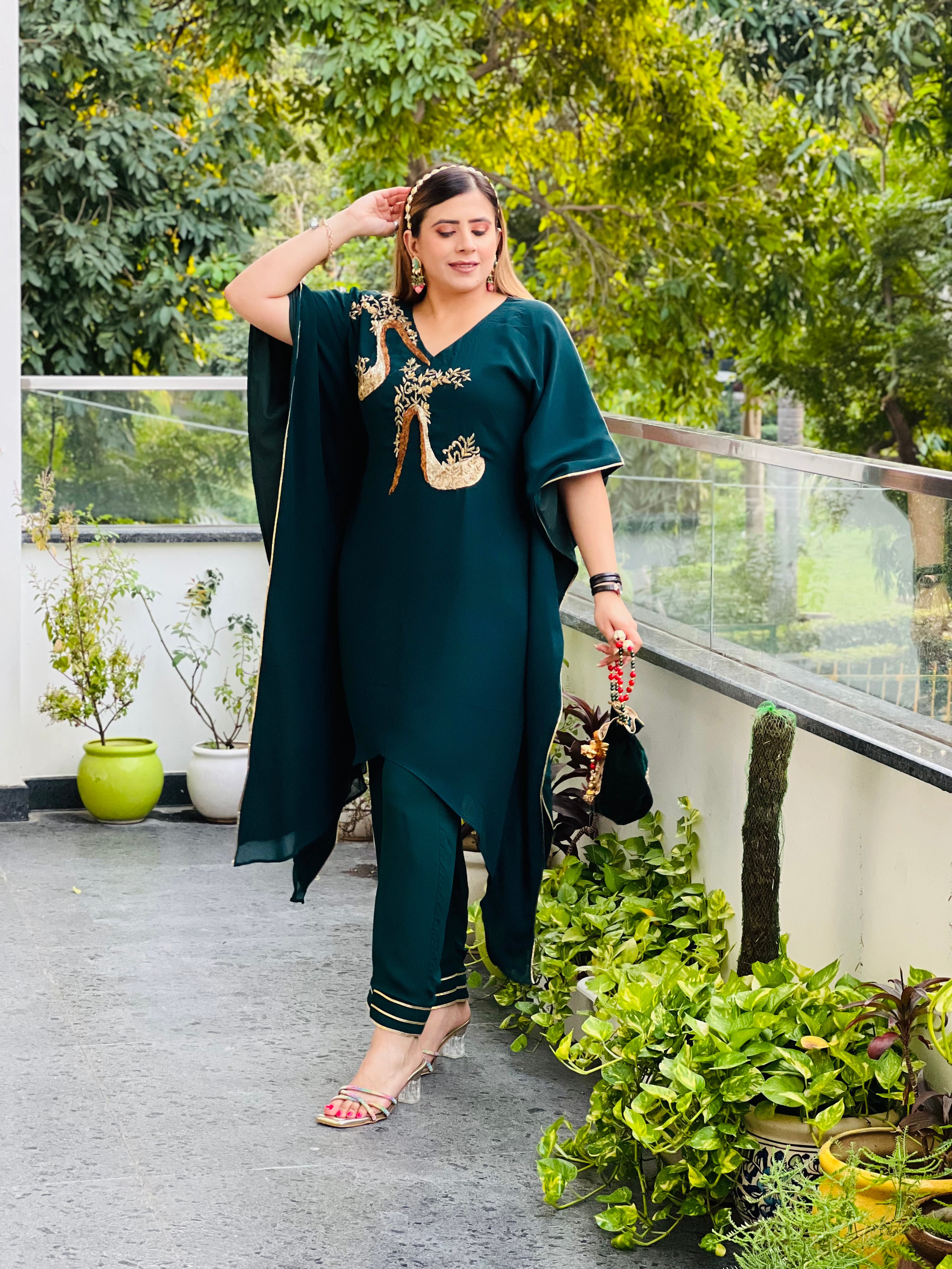 Peacock Heels Kaftan Suit
