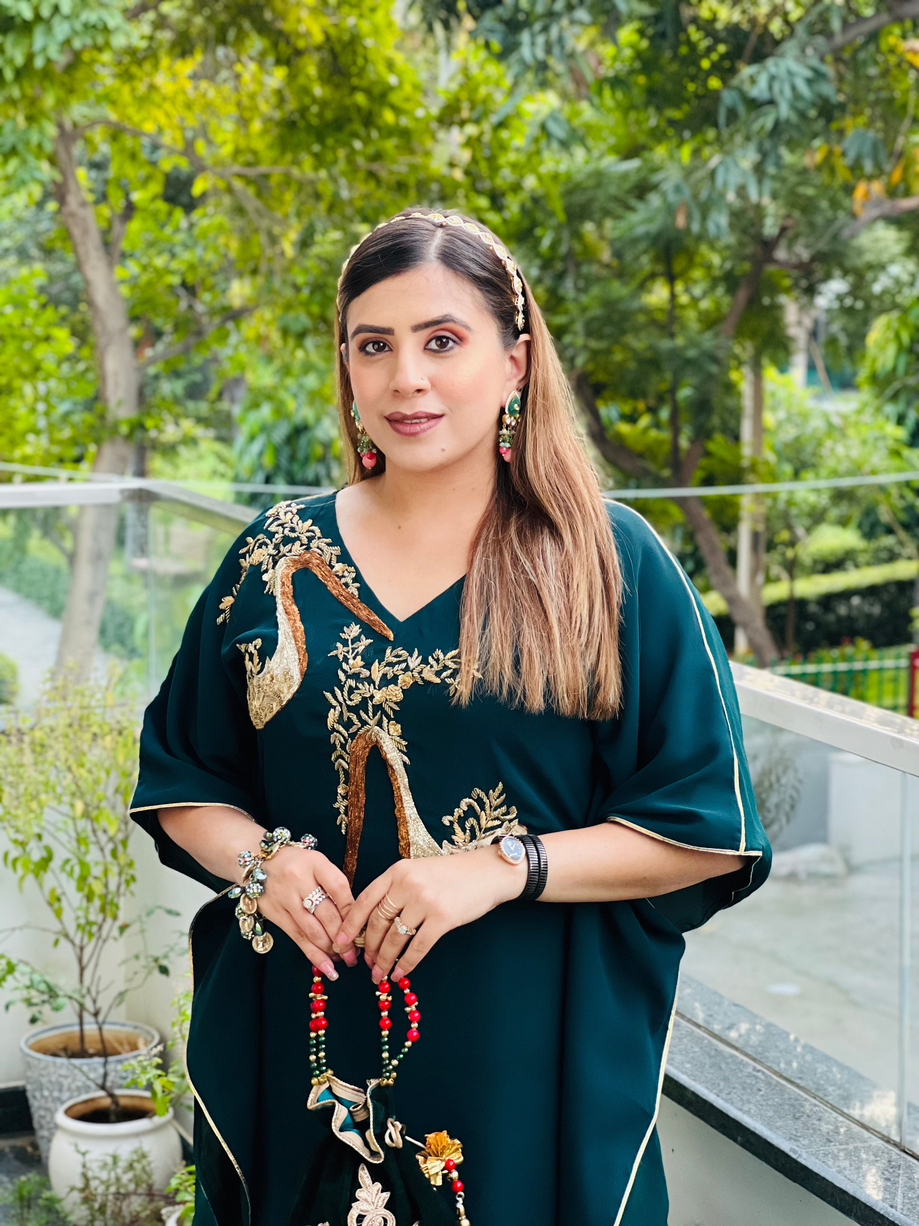 Peacock Heels Kaftan Suit