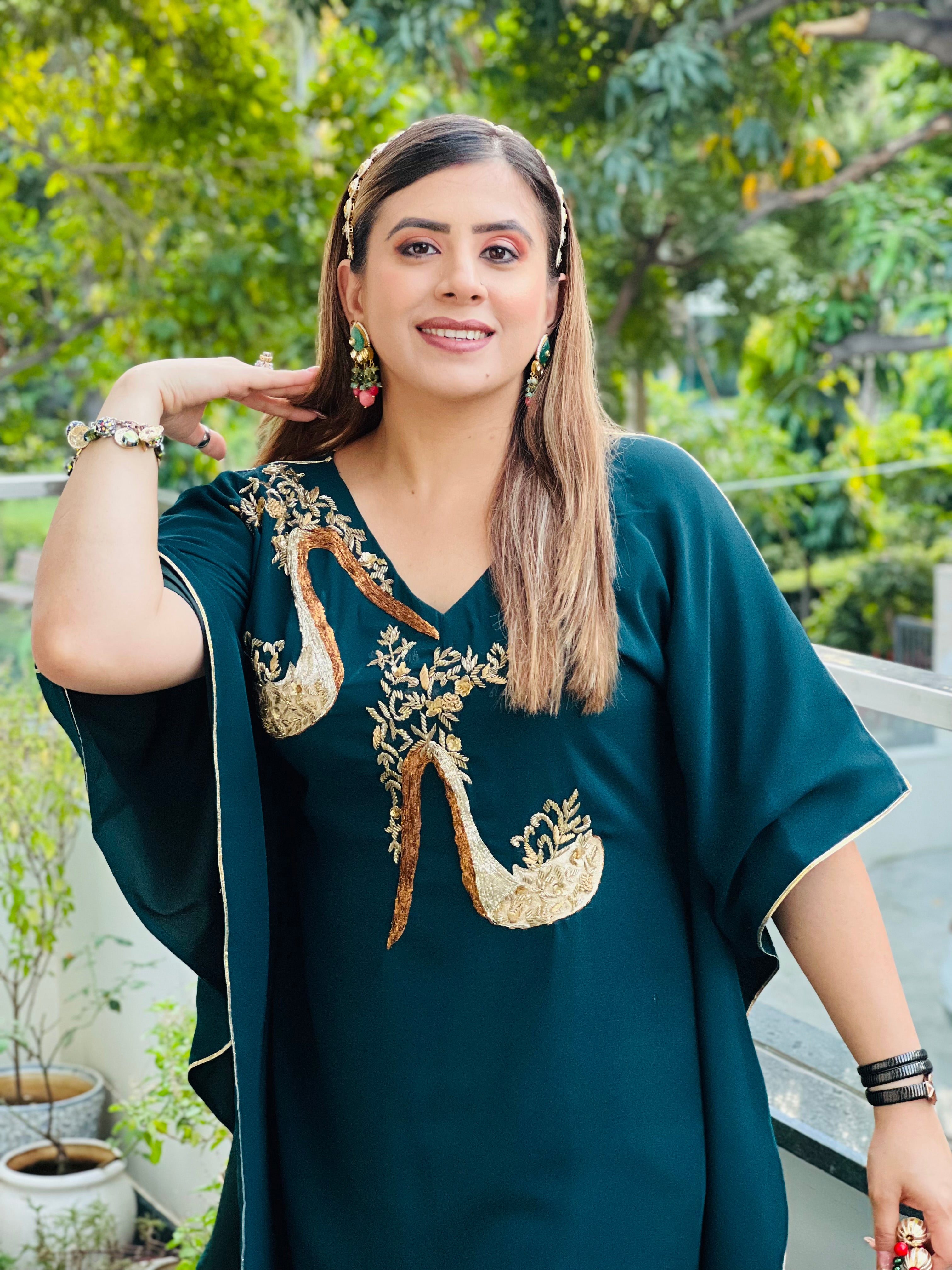 Peacock Heels Kaftan Suit