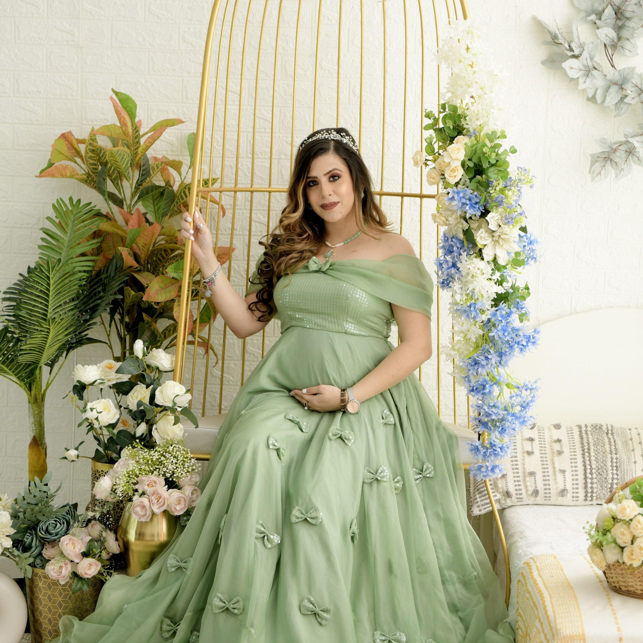 Sage Green Maternity Gown