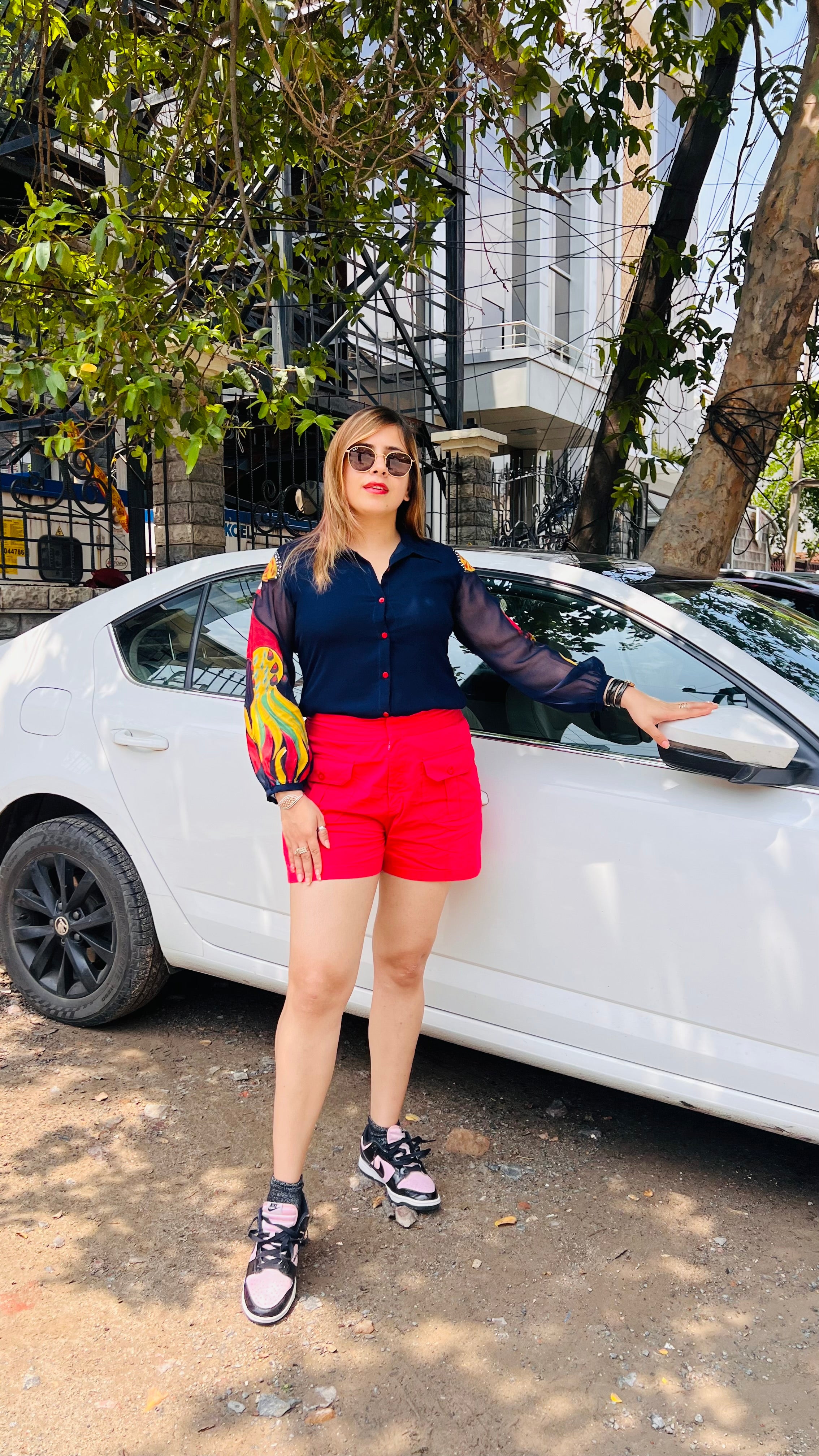 Navy Blue Handpainted Shirt