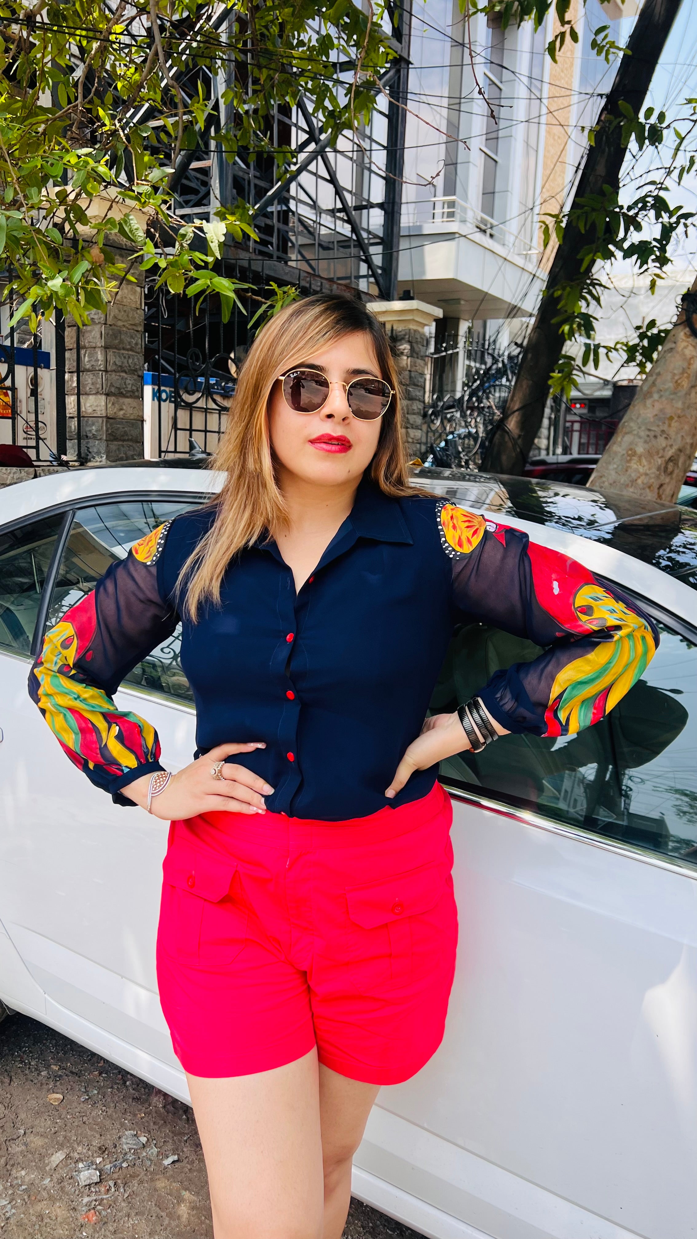 Navy Blue Handpainted Shirt