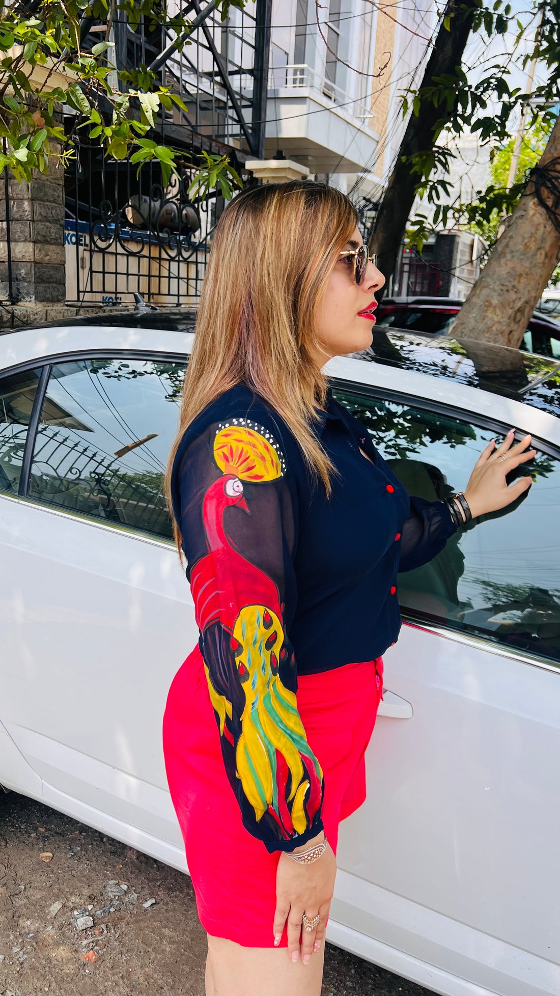 Navy Blue Handpainted Shirt