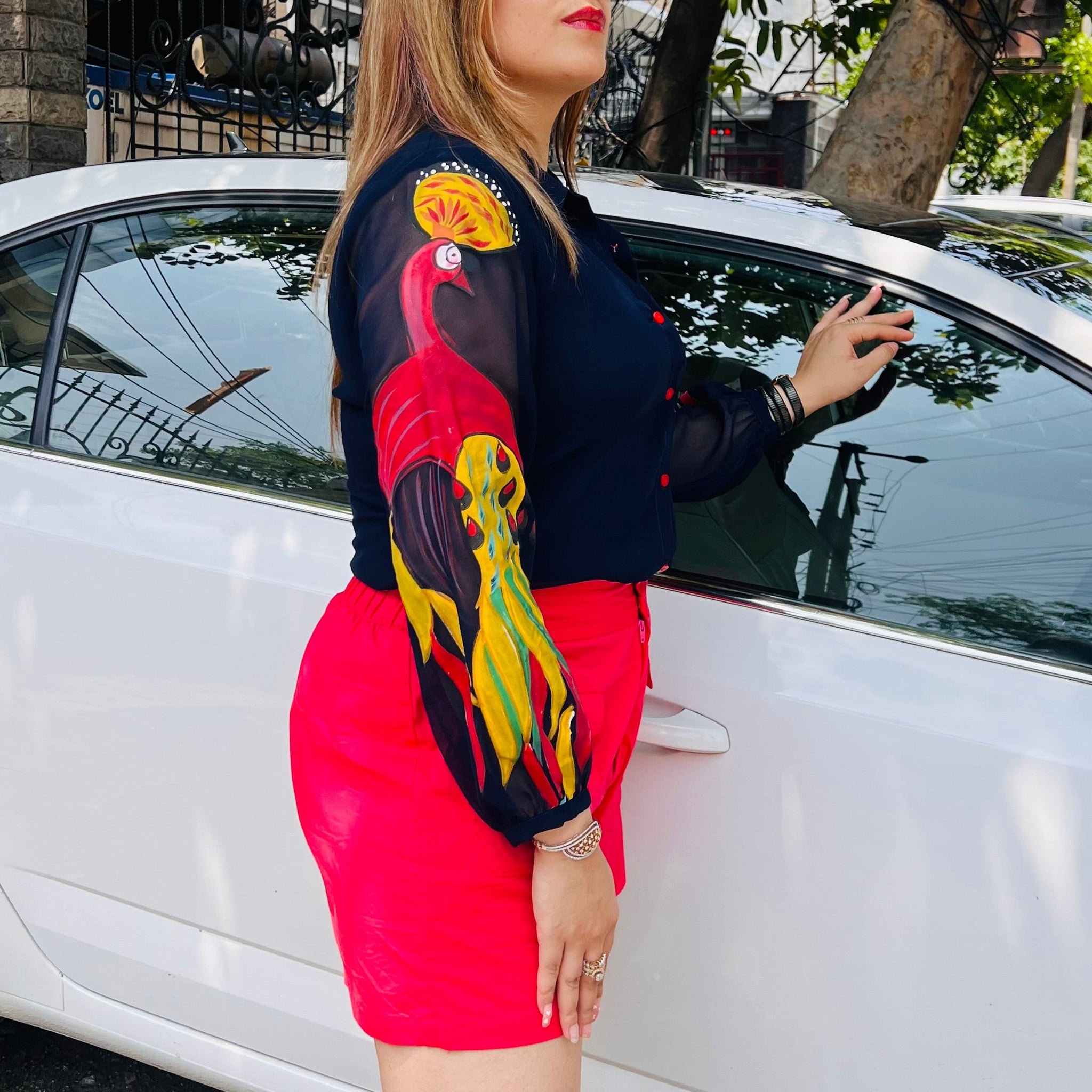 Navy Blue Handpainted Shirt