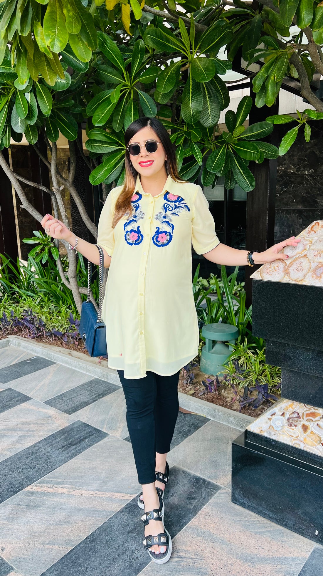 Lemon Yellow Embroidered Shirt