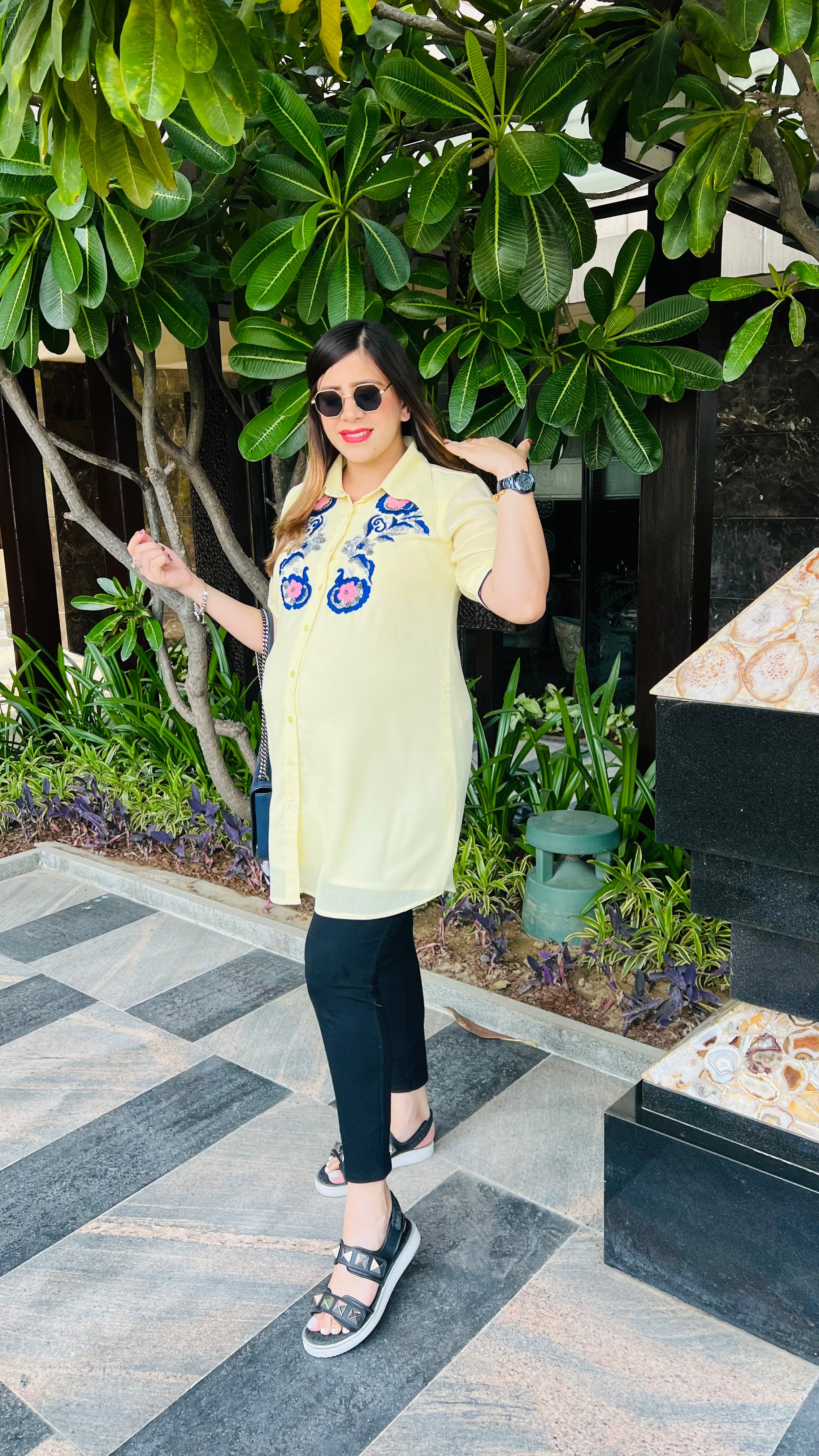 Lemon Yellow Embroidered Shirt