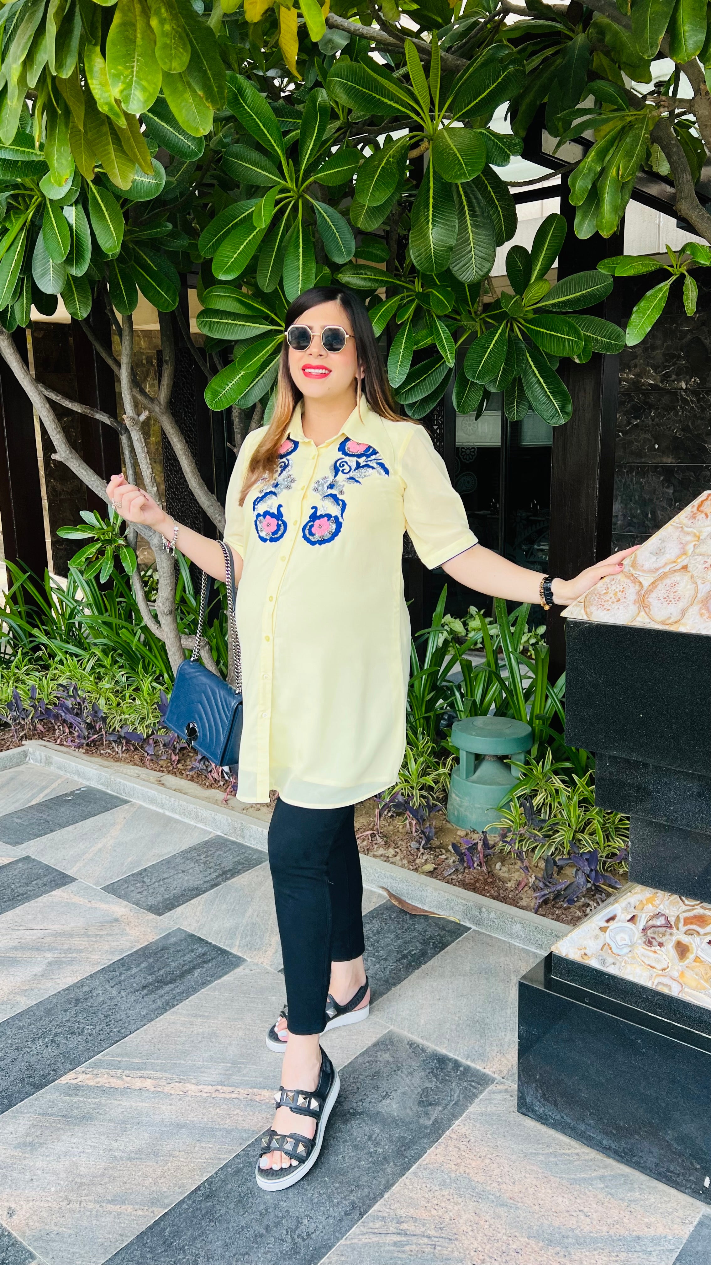 Lemon Yellow Embroidered Shirt