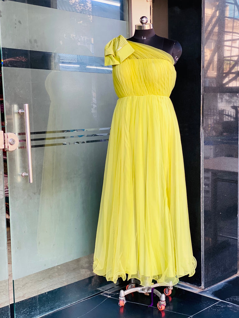Lemon Green Bow Gown