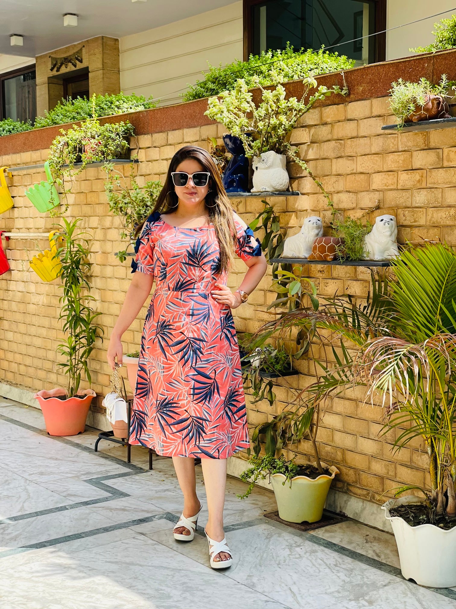 Bow Down Peach Linen Midi