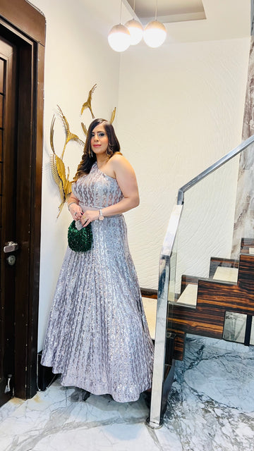 Silver Chain Sequin Gown