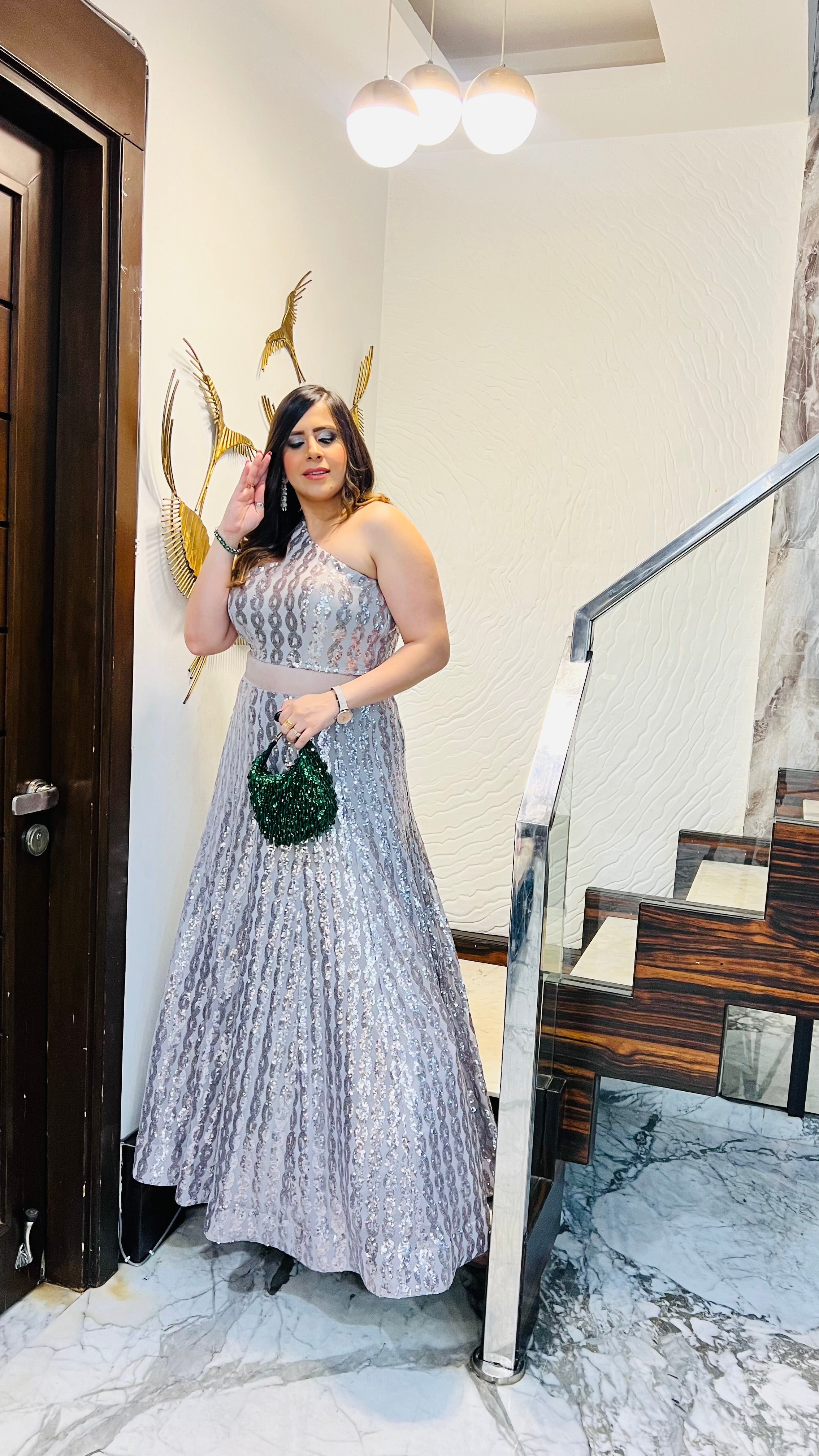 Silver Chain Sequin Gown