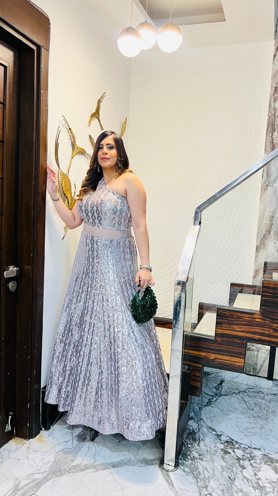 Silver Chain Sequin Gown