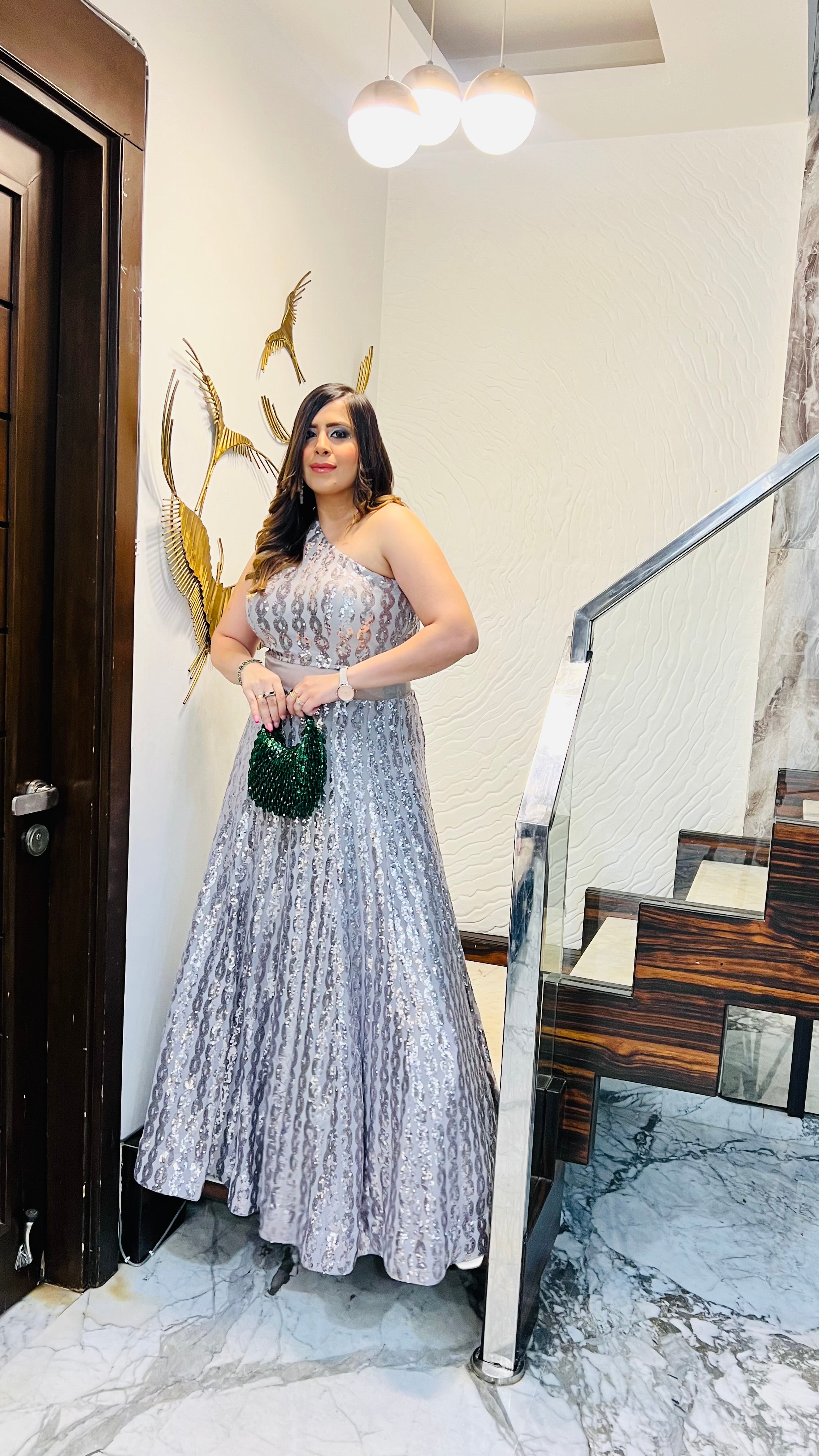 Silver Chain Sequin Gown