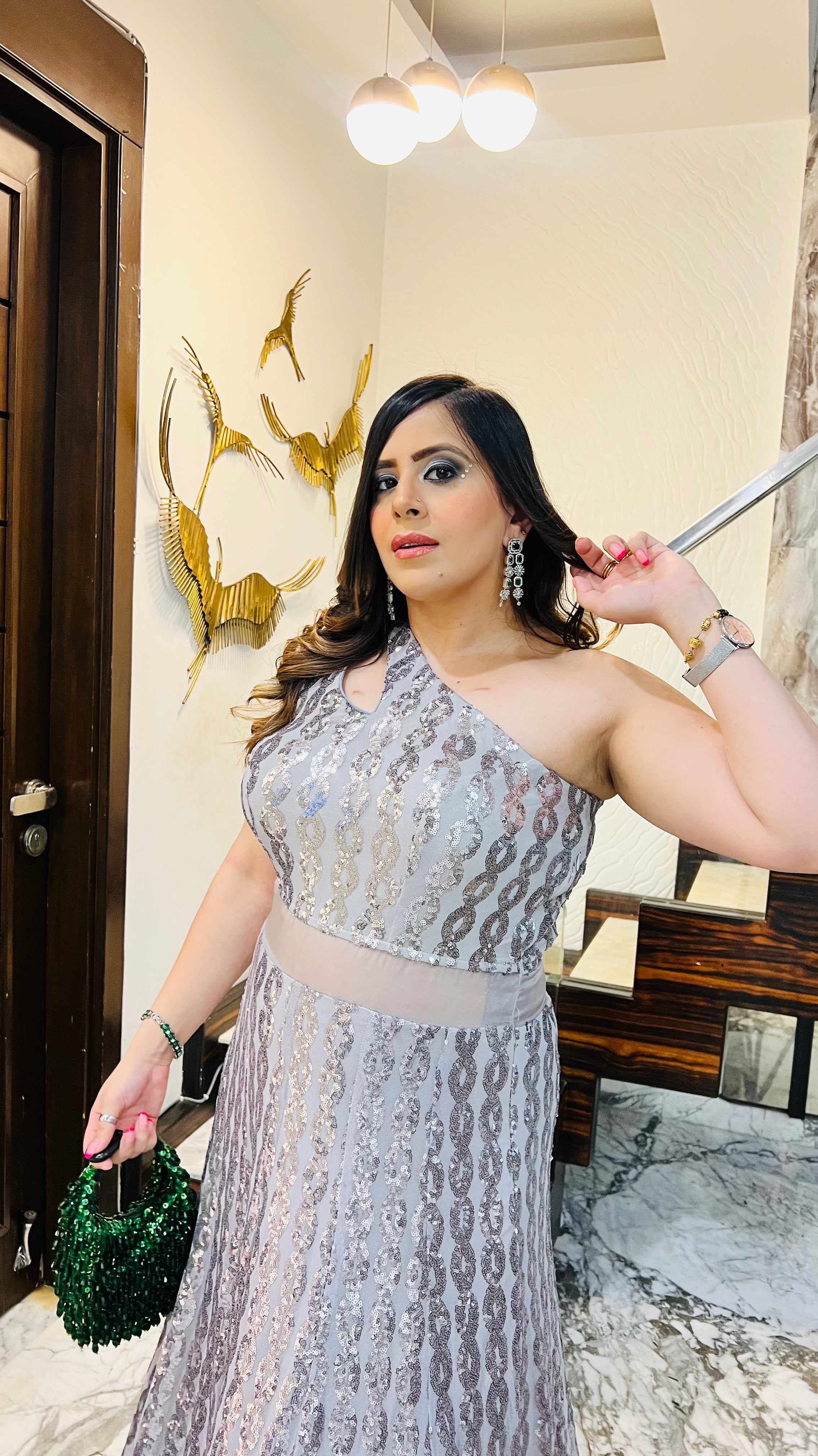 Silver Chain Sequin Gown