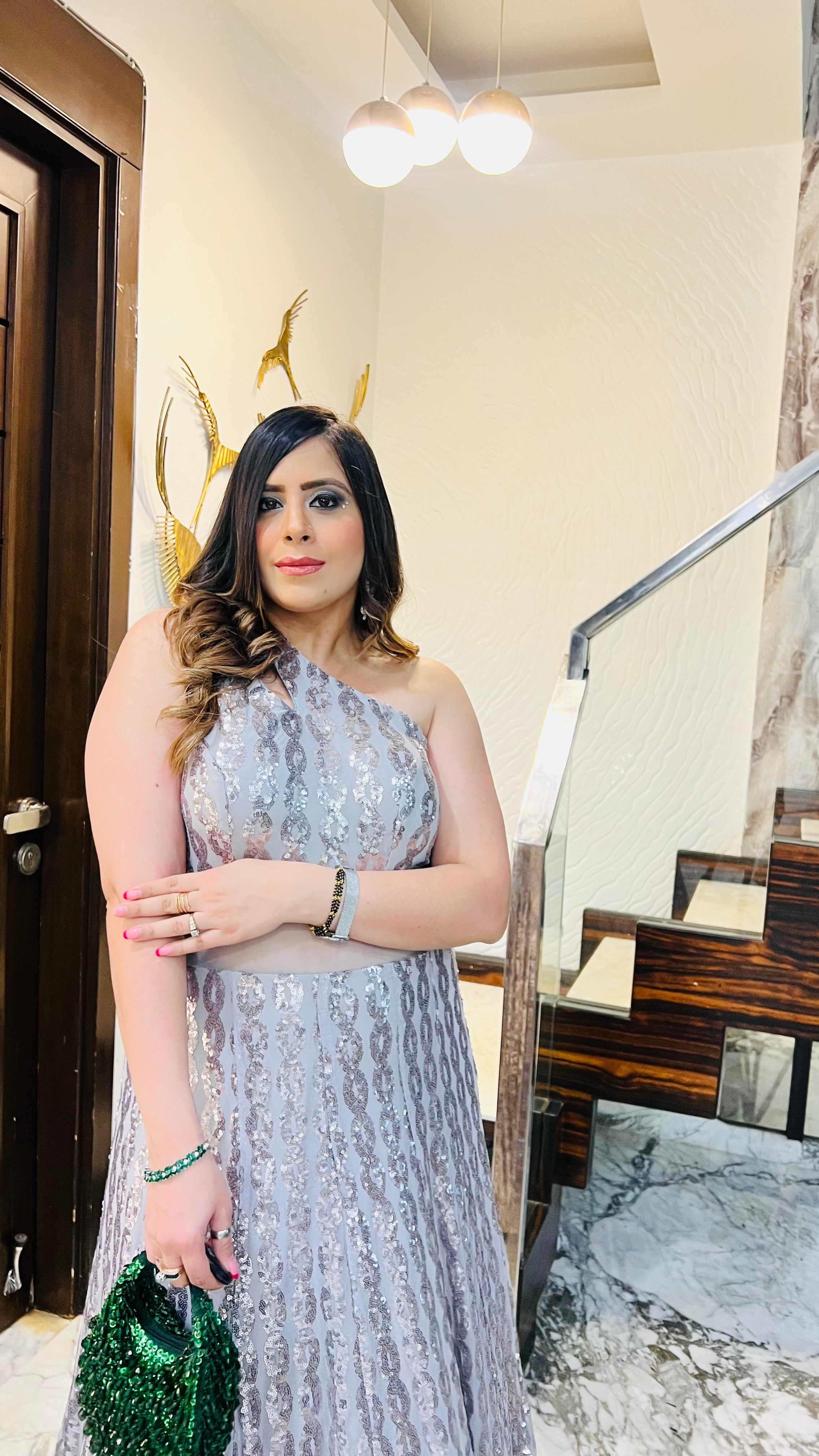 Silver Chain Sequin Gown