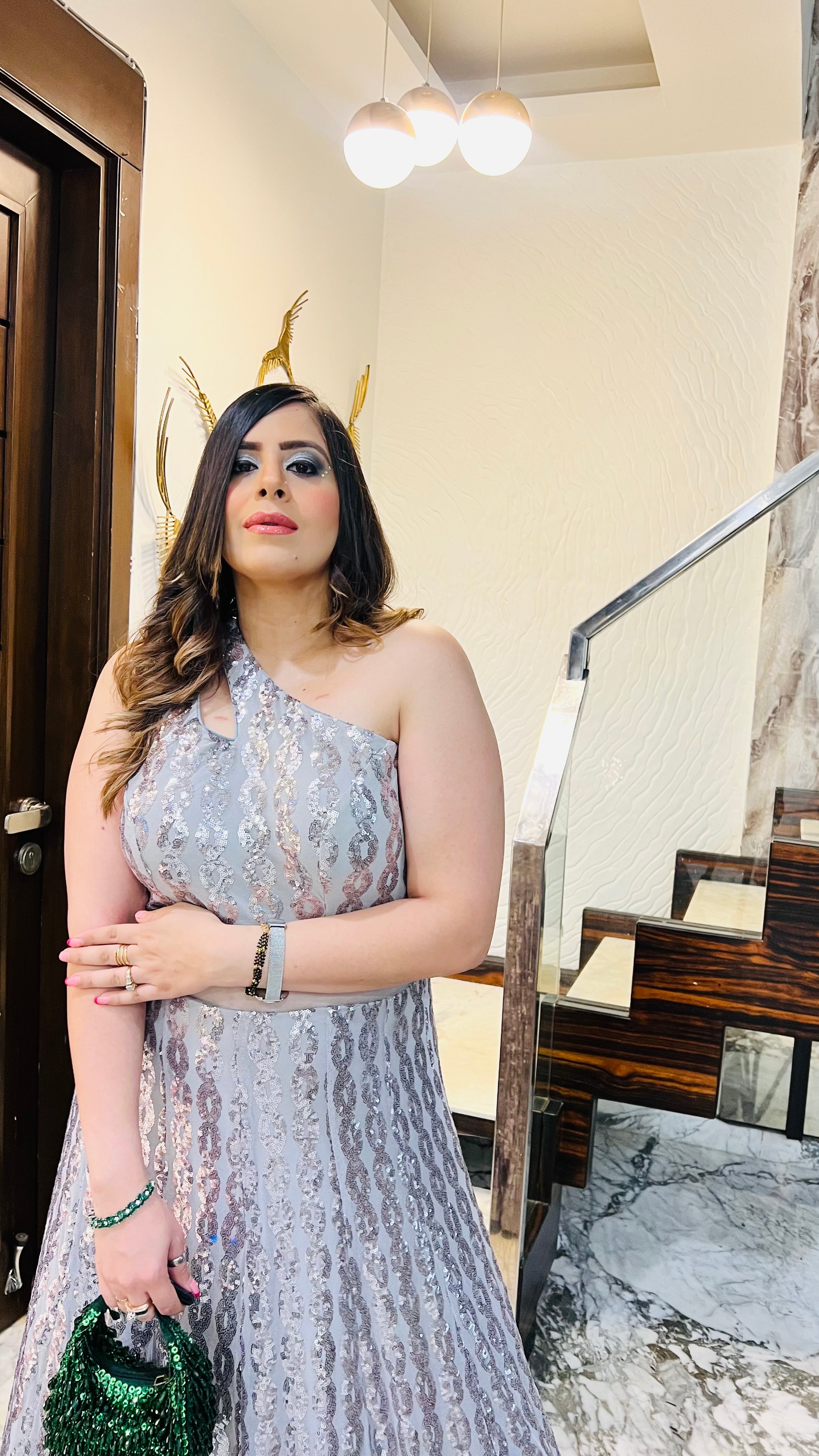 Silver Chain Sequin Gown